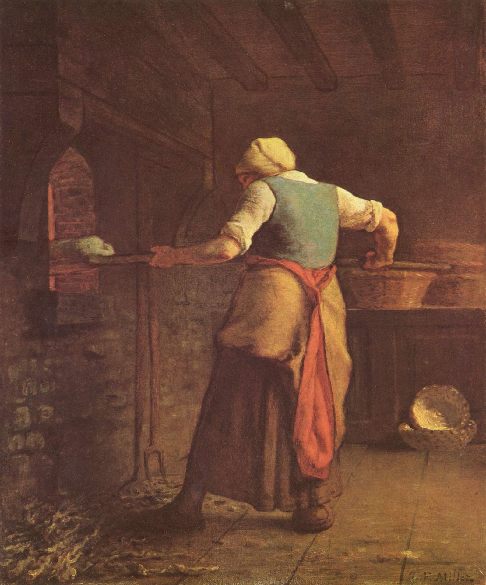 Woman baking bread by Jean-François Millet