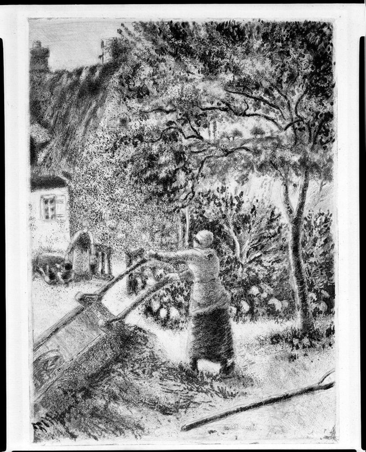 Woman Emptying a Wheelbarrow by Camille Pissarro