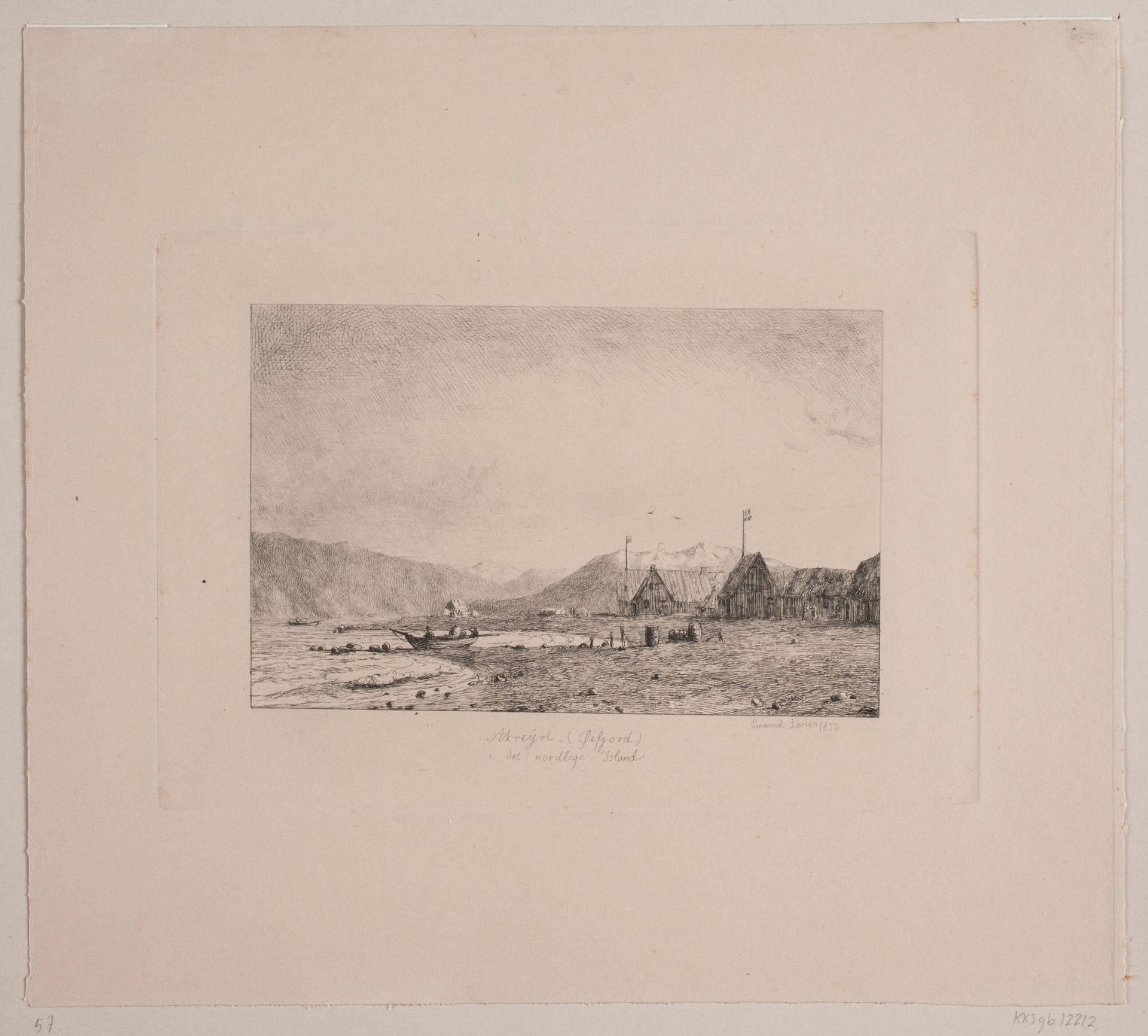 Akreÿri (Sefjord) på Island by Emanuel Larsen