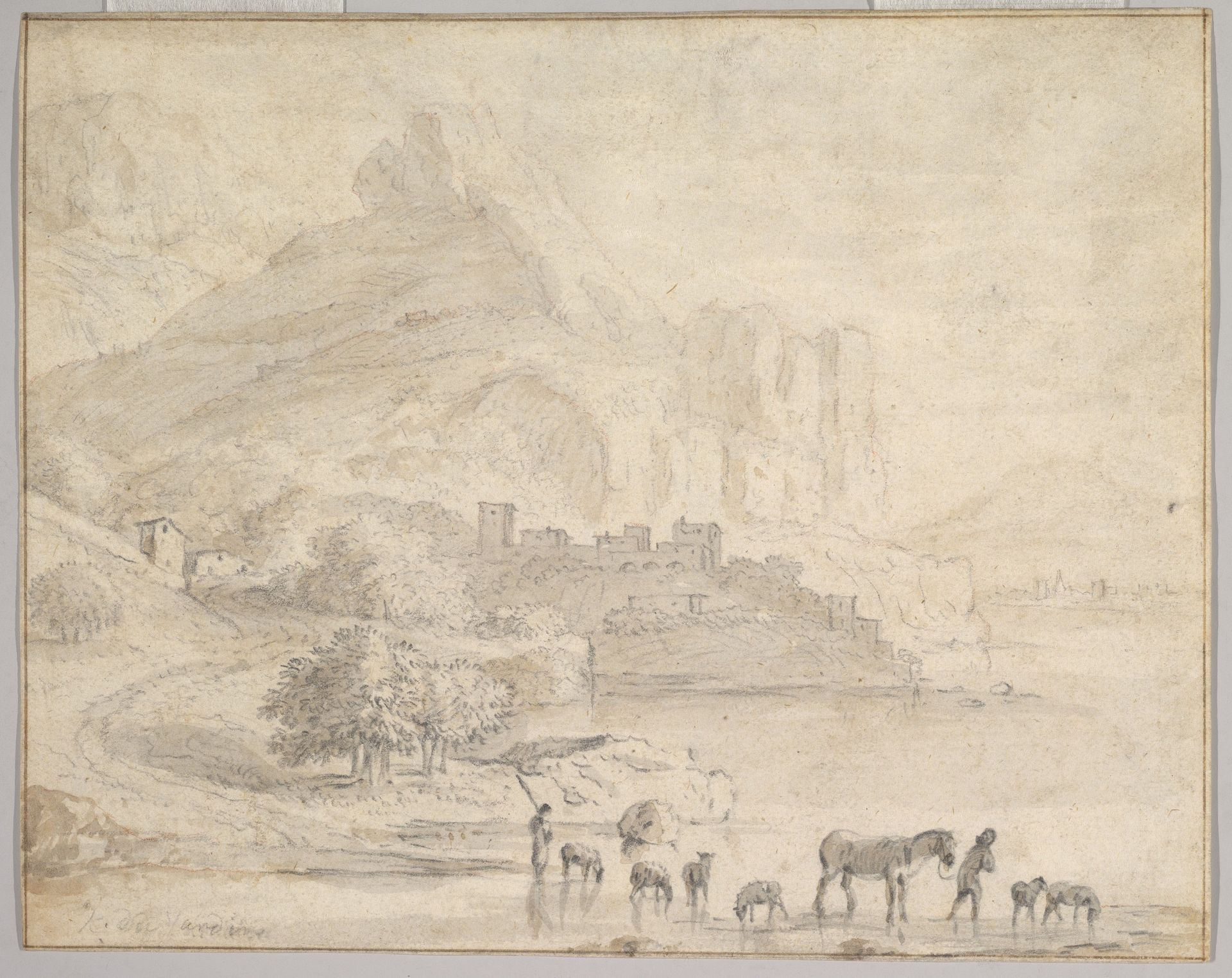 Cattle and Shepherds in a Southern Mountainous Landscape by Karel Dujardin