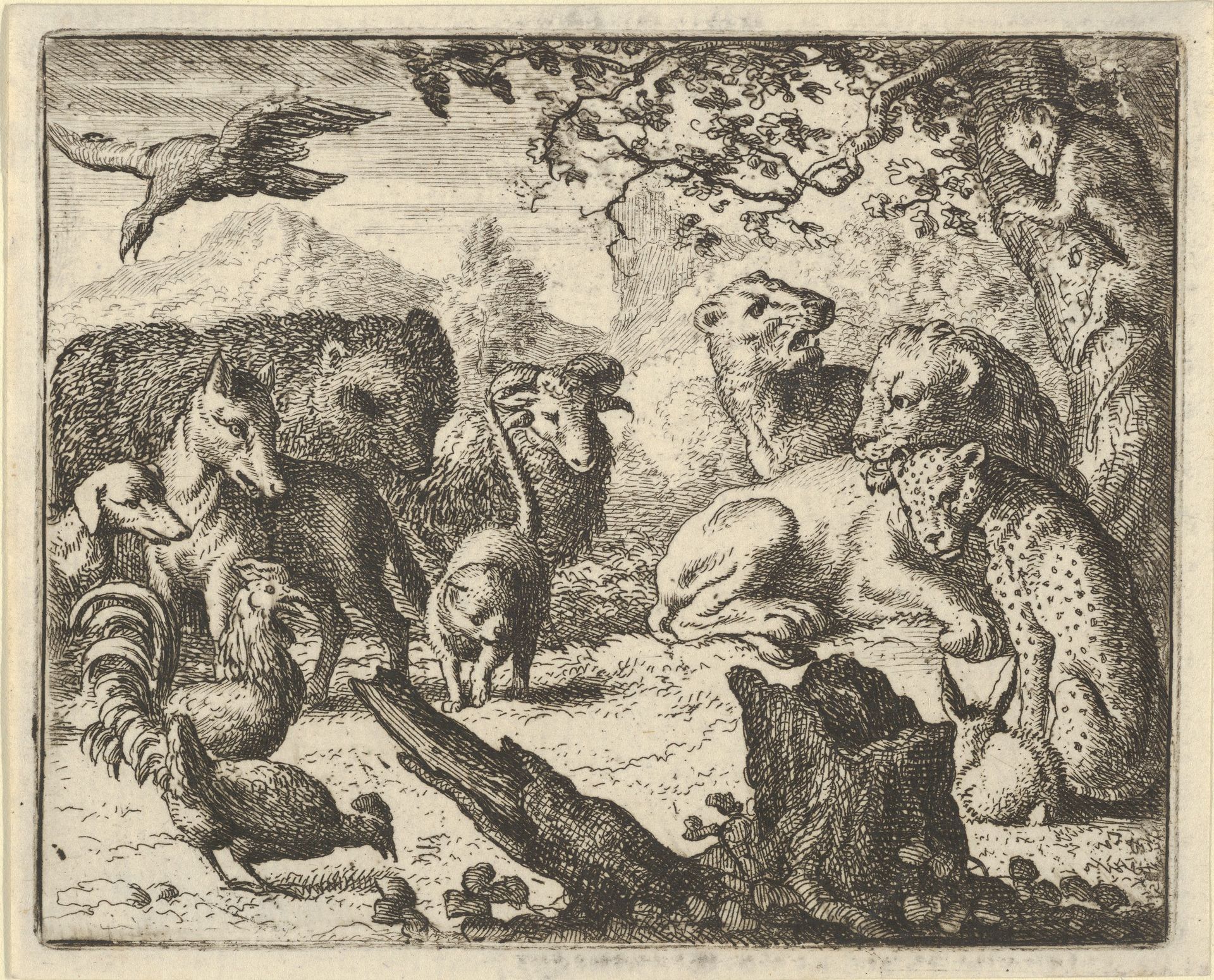 The Lion Announces a Durable Peace to the Animals who Surround Him from Hendrick van Alcmar's Renard The Fox by Allart van Everdingen