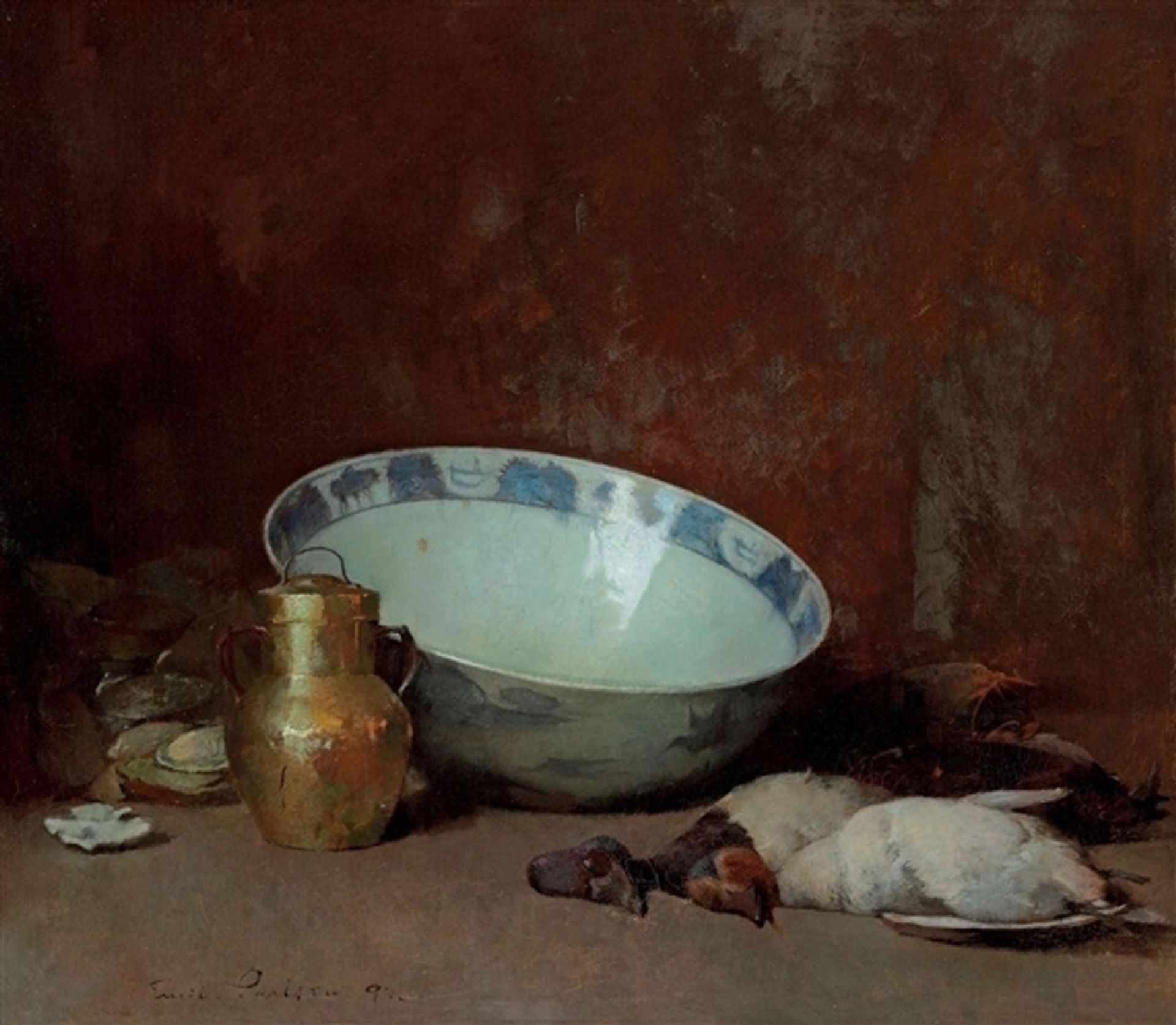 Still Life with Brass Urn by Emil Carlsen