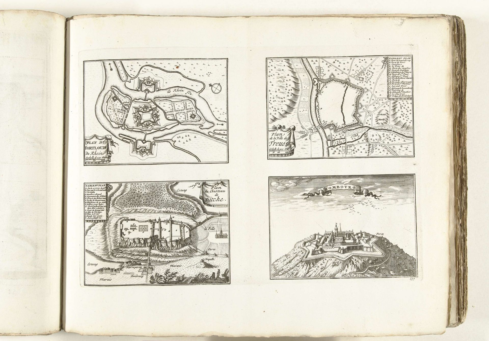 Kaarten van Fort Louis, Trier, Biche en Homburg, ca. 1702 by Anonymous