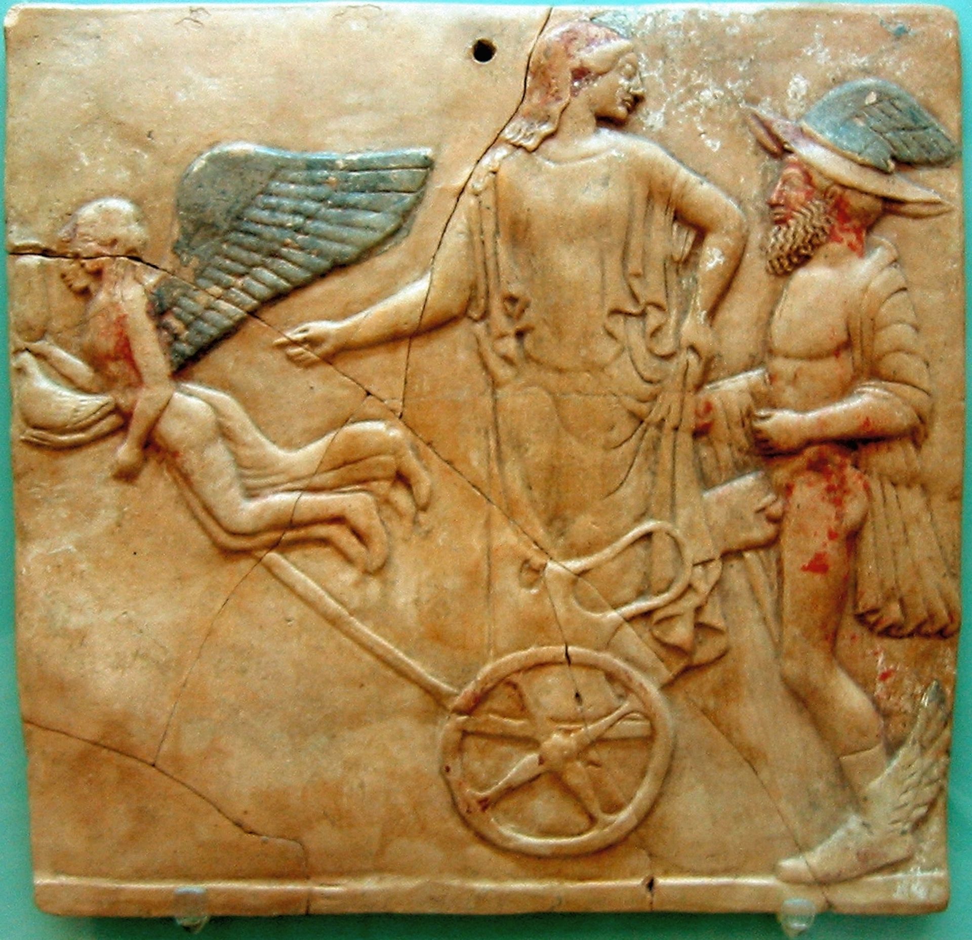 Locri Pinax Eros Hermes And Aphrodite by Ancient Greek Painting and Sculpture