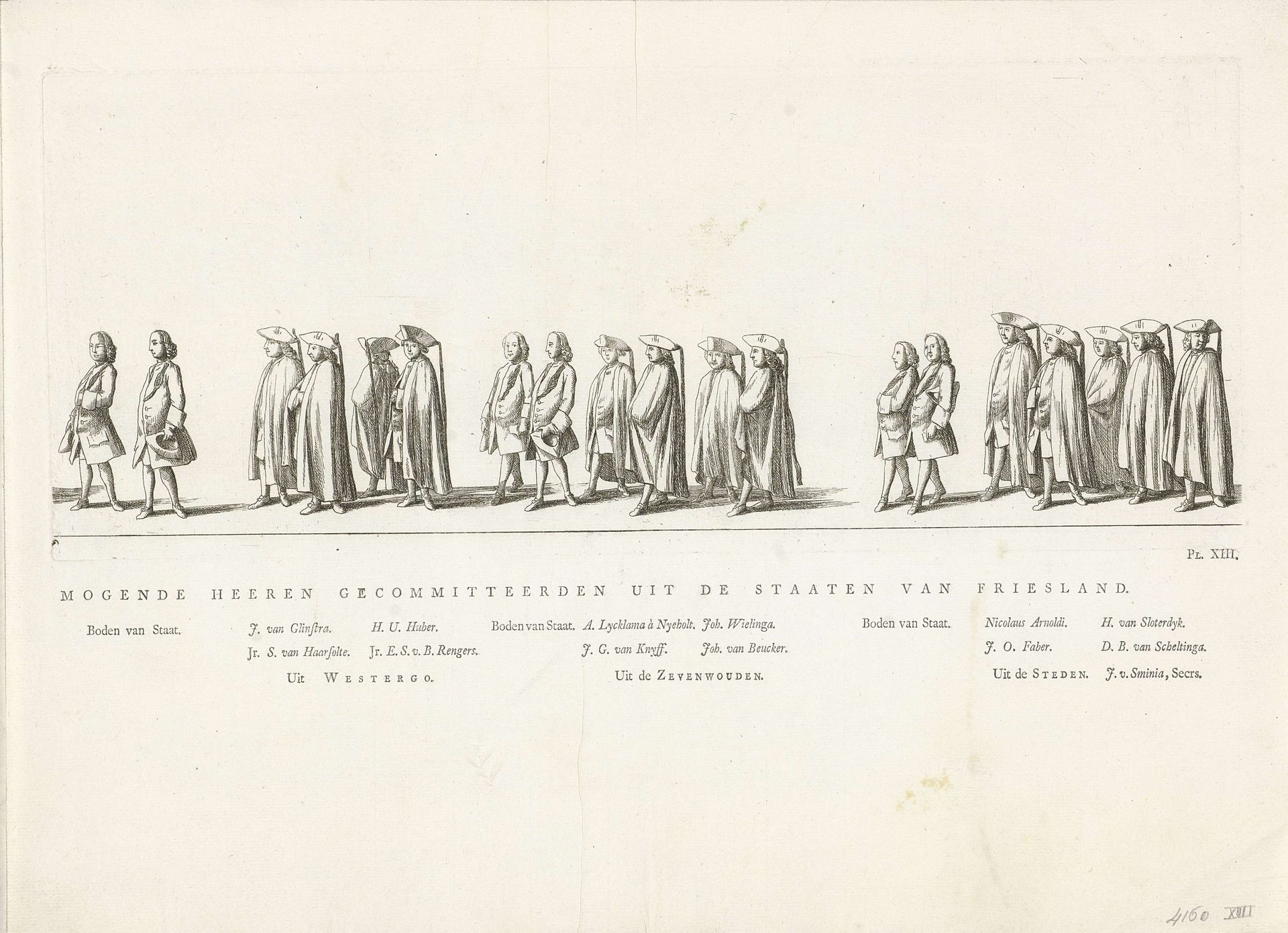 Leden van de Staten van Friesland in de begrafenisstoet van prinses Maria Louise, 1765 by Rienk Jelgerhuis