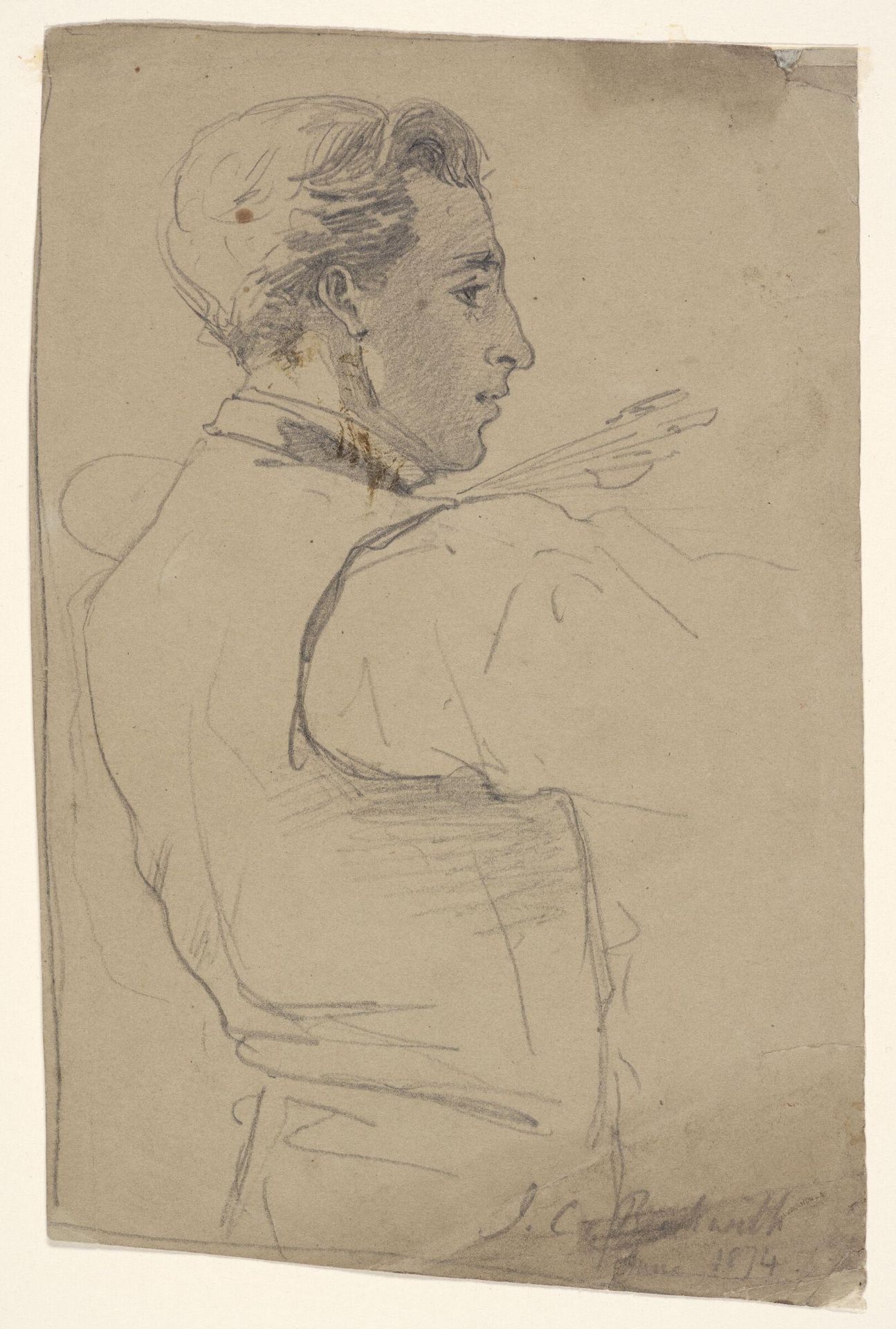 Profile Portrait of J. Carroll Beckwith by John Singer Sargent