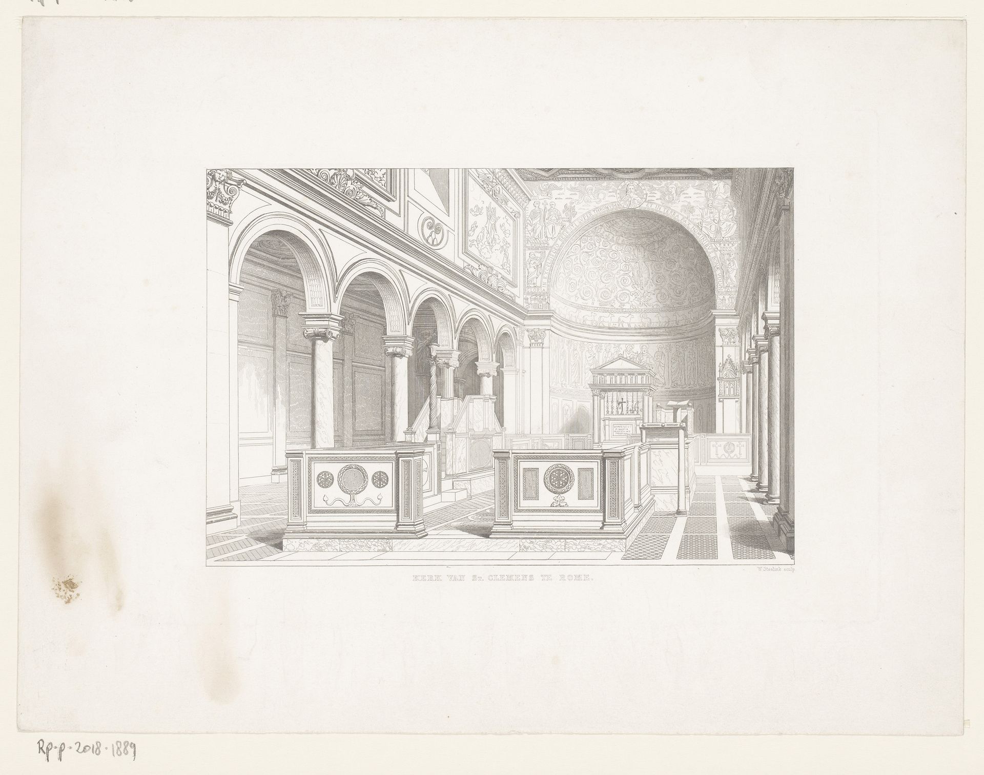 Gezicht op het interieur van de San Clemente, te Rome by Willem (I) Steelink