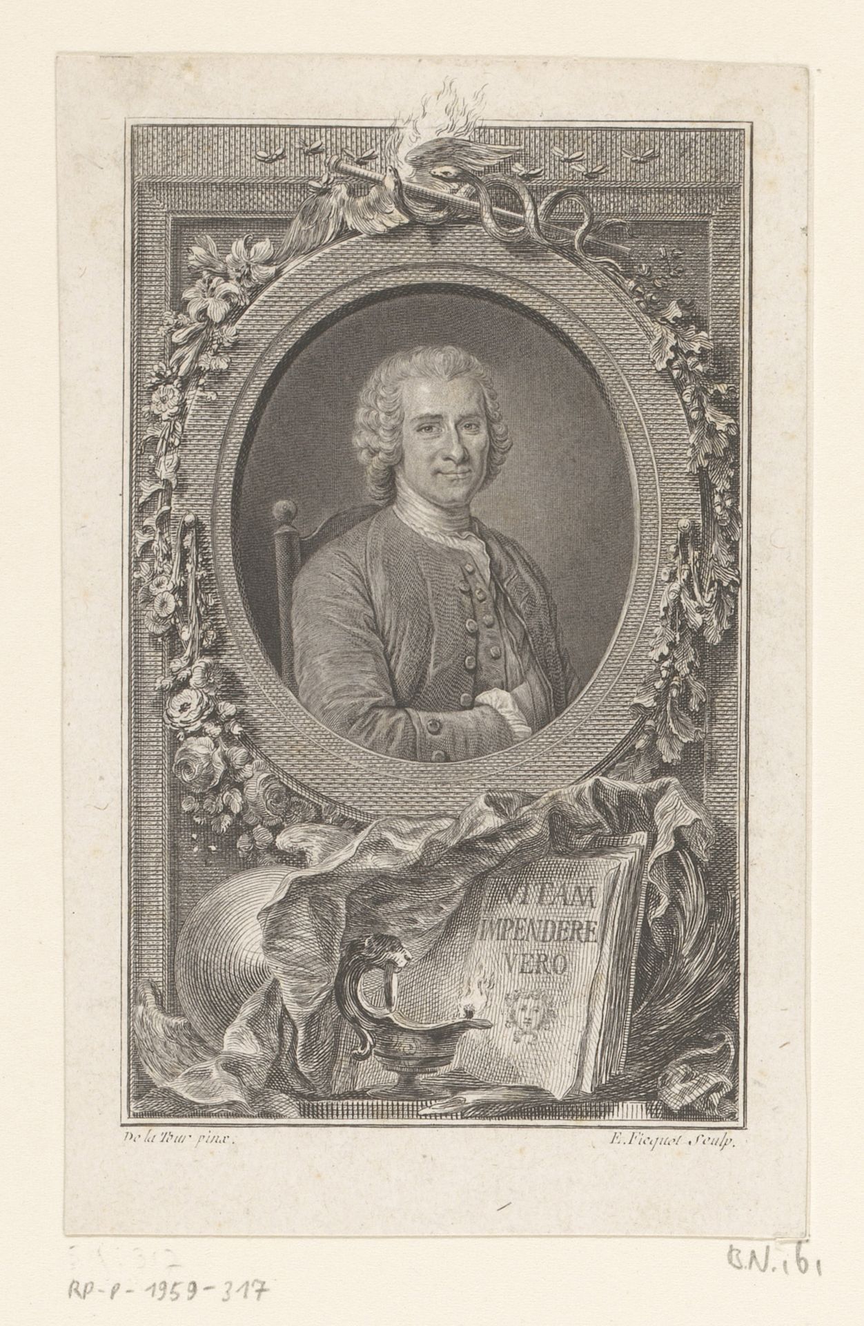 Portret van Jean-Jacques Rousseau by Etienne Ficquet