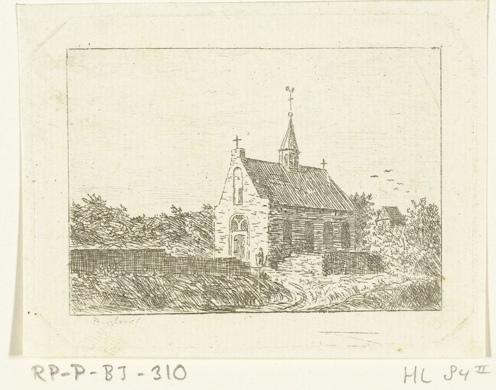 Gezicht op de kerk te Ubbergen bij Nijmegen by Ernst Willem Jan Bagelaar