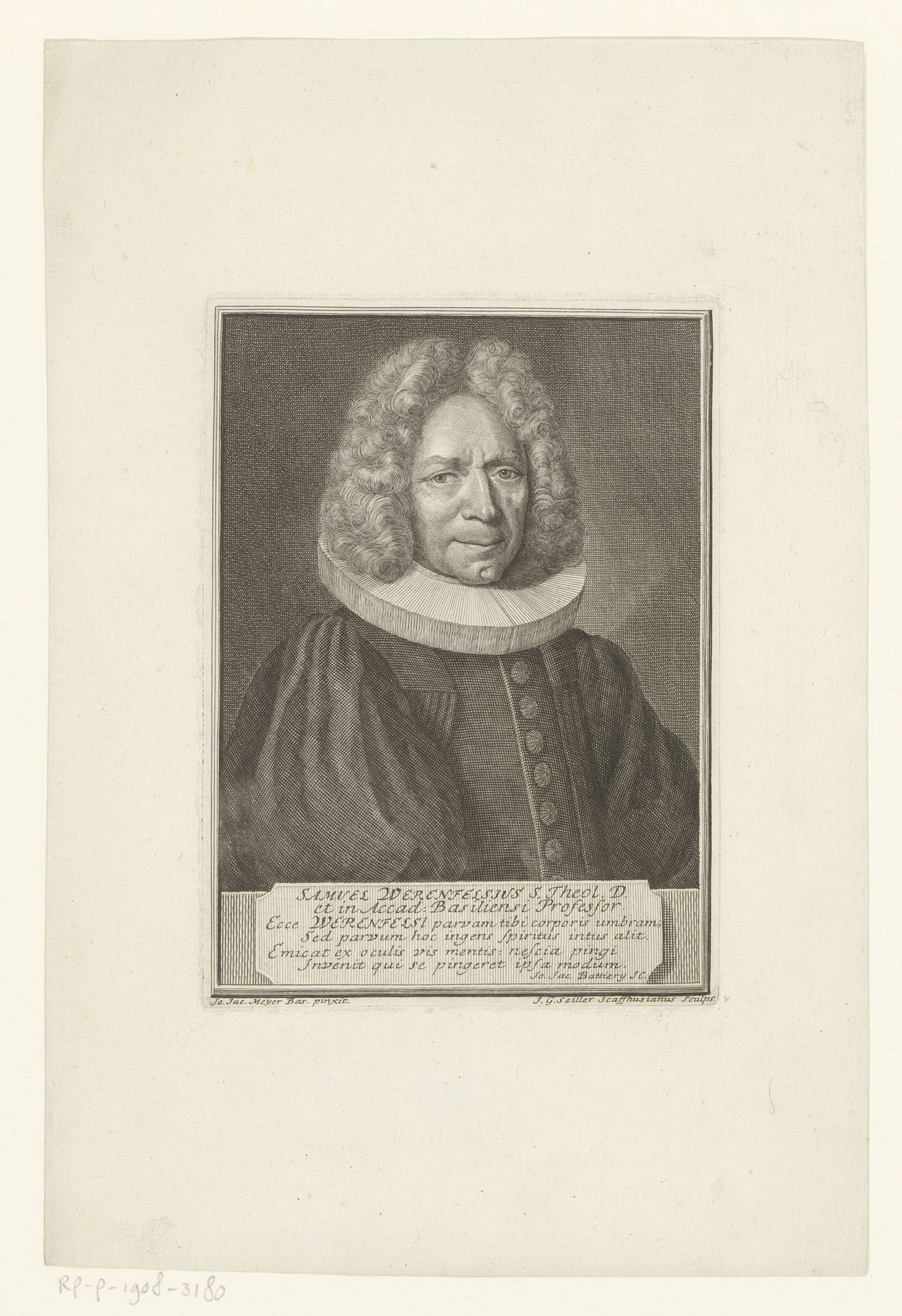 Portret van Samuel Werenfels by Johann Georg Seiller