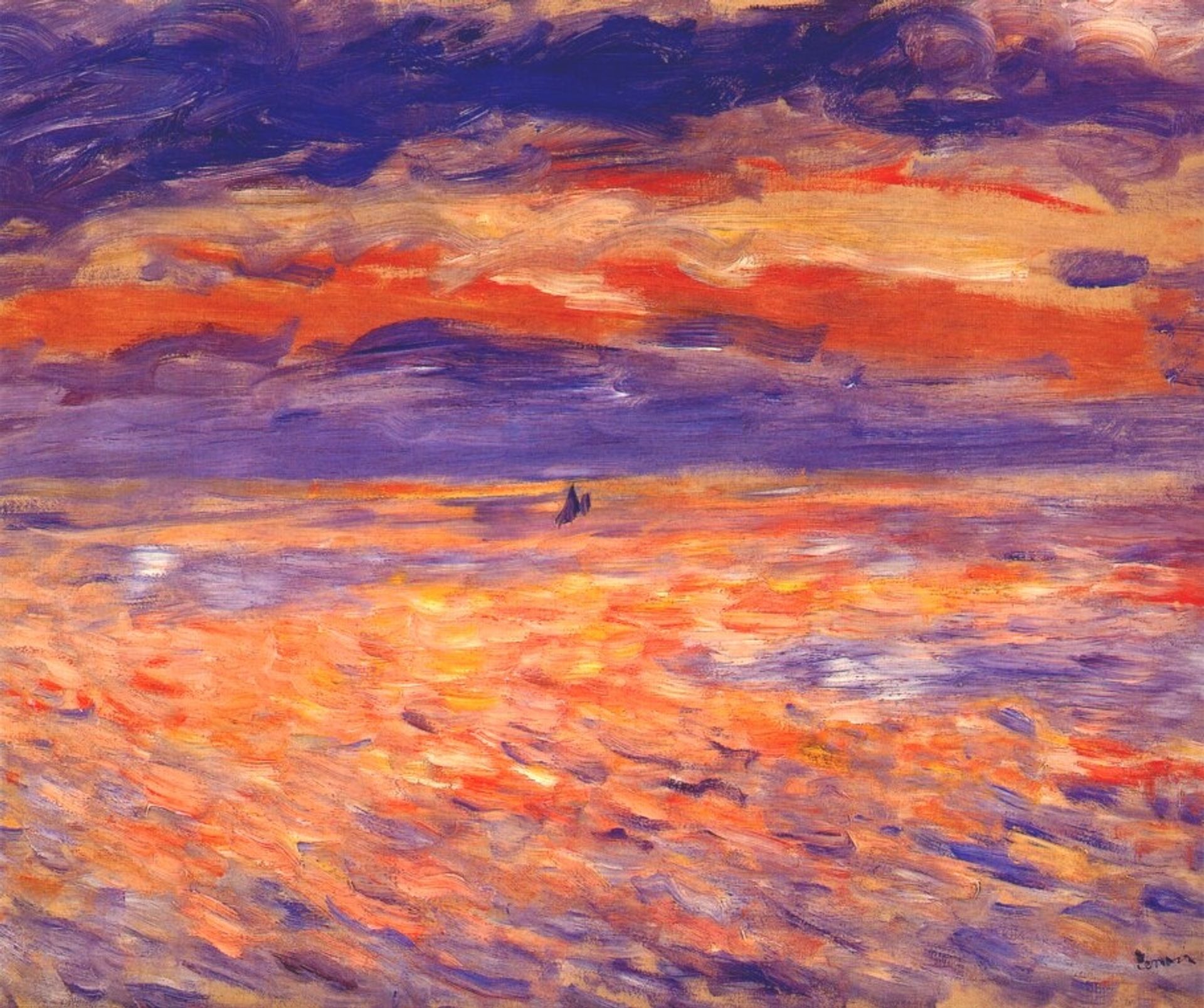 Sunset at sea by Pierre-Auguste Renoir