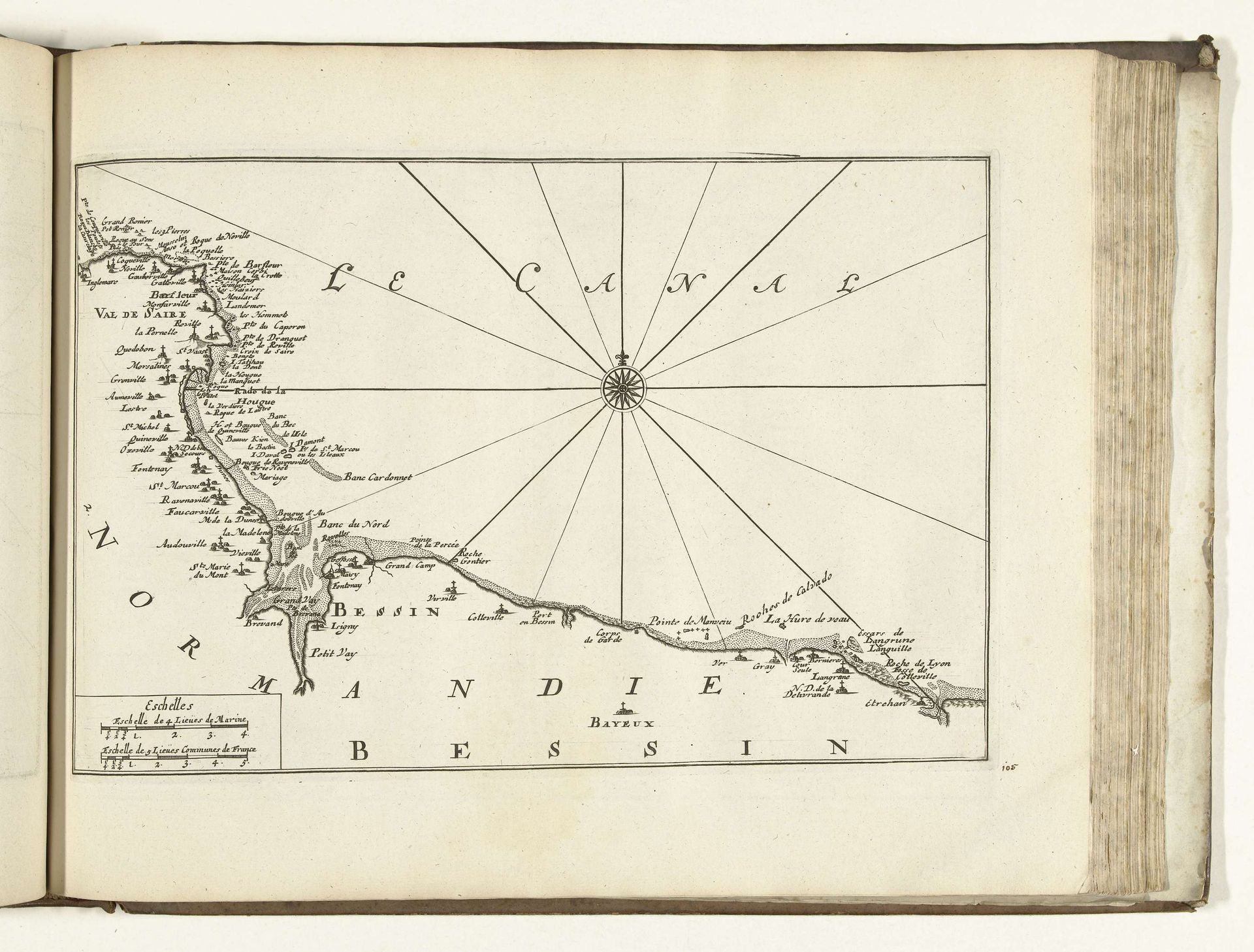 Kaart van de Franse kust tussen Barfleur en Bayeux, 1726 by Anonymous
