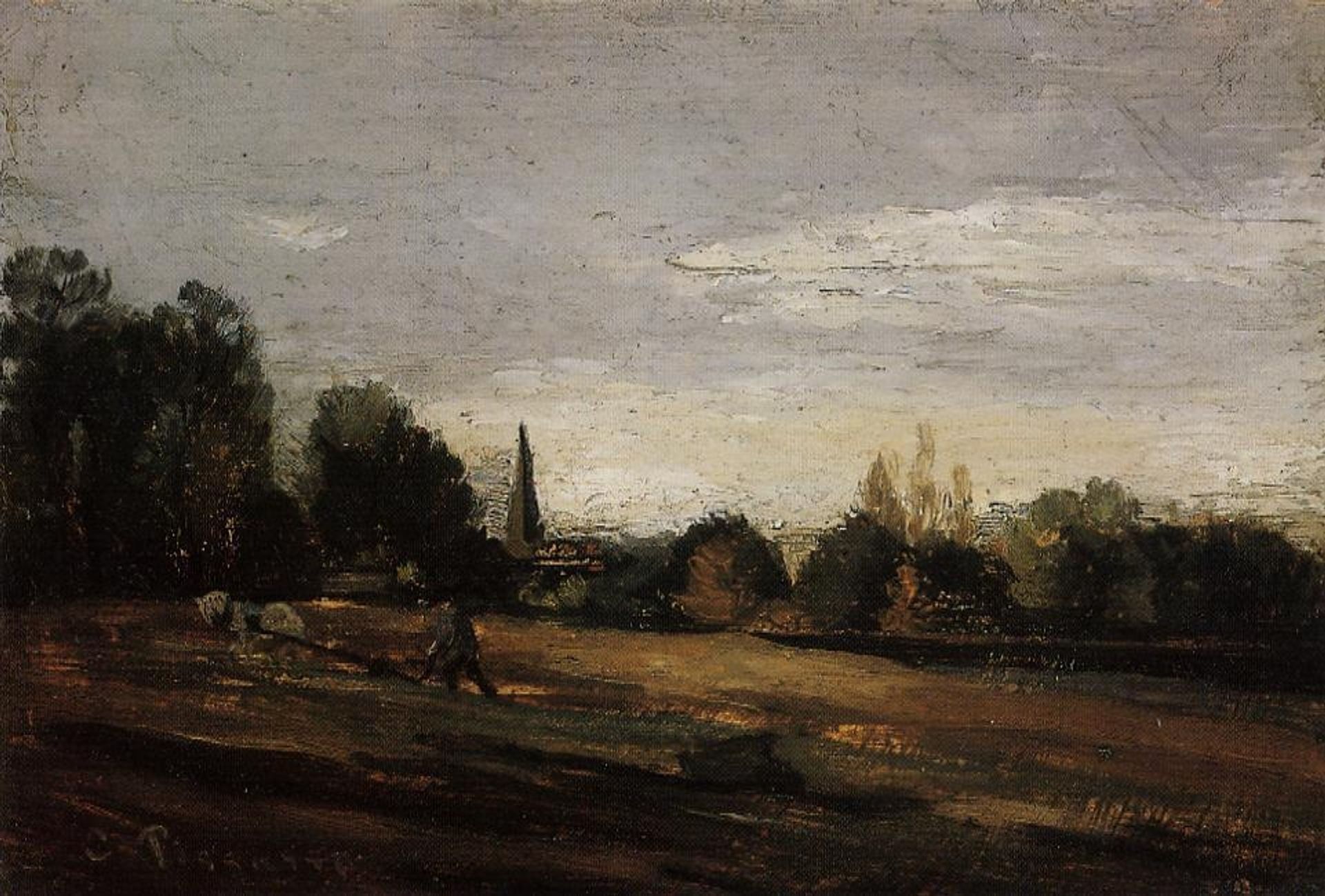 Peasant Working in the Fields by Camille Pissarro