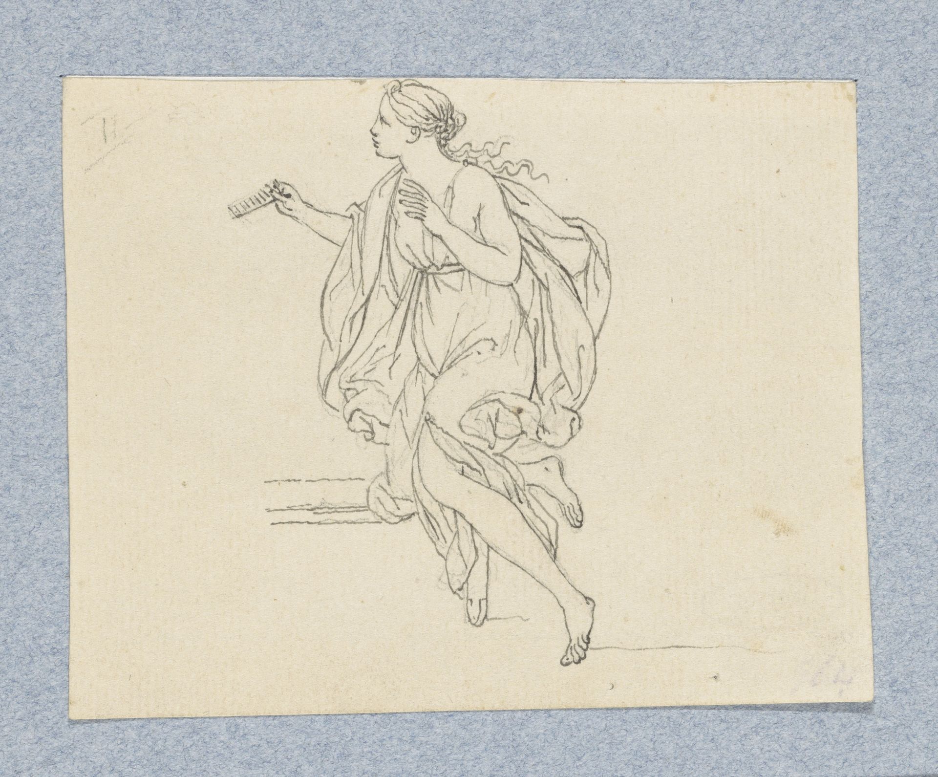 Knielende vrouw met kam (in doos met 43 tekeningen) by Louis Fabritius Dubourg