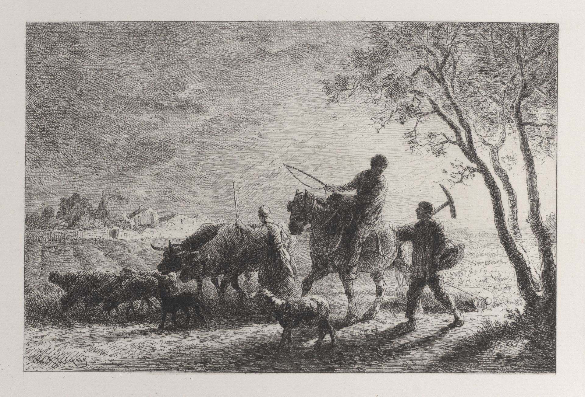 The Return from the Fields by Charles Jacque