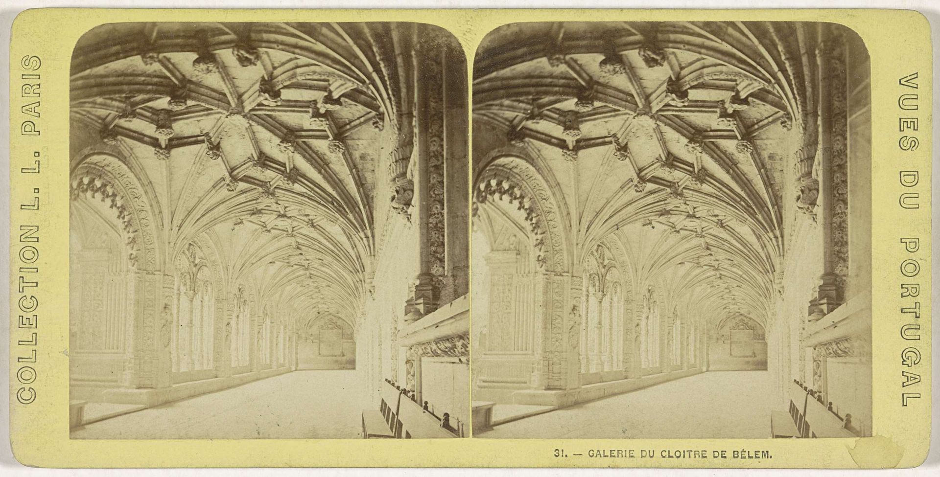 Kloostergang van het Hiëronymietenklooster of Mosteiro dos Jerónimos in Belém, Lissabon by Anonymous