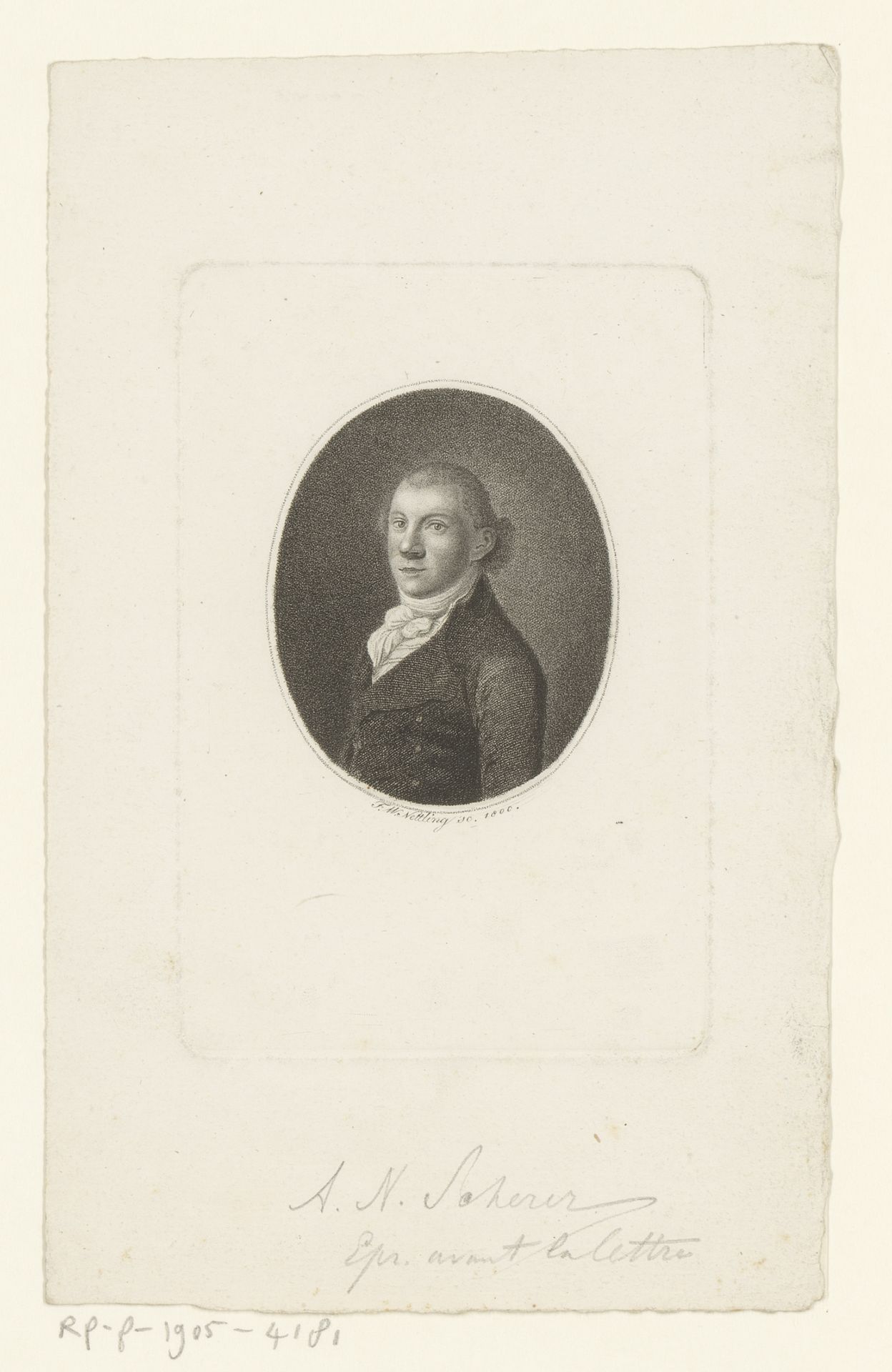 Portret van Alexander Nicolaus Scherer by Friedrich Wilhelm Nettling