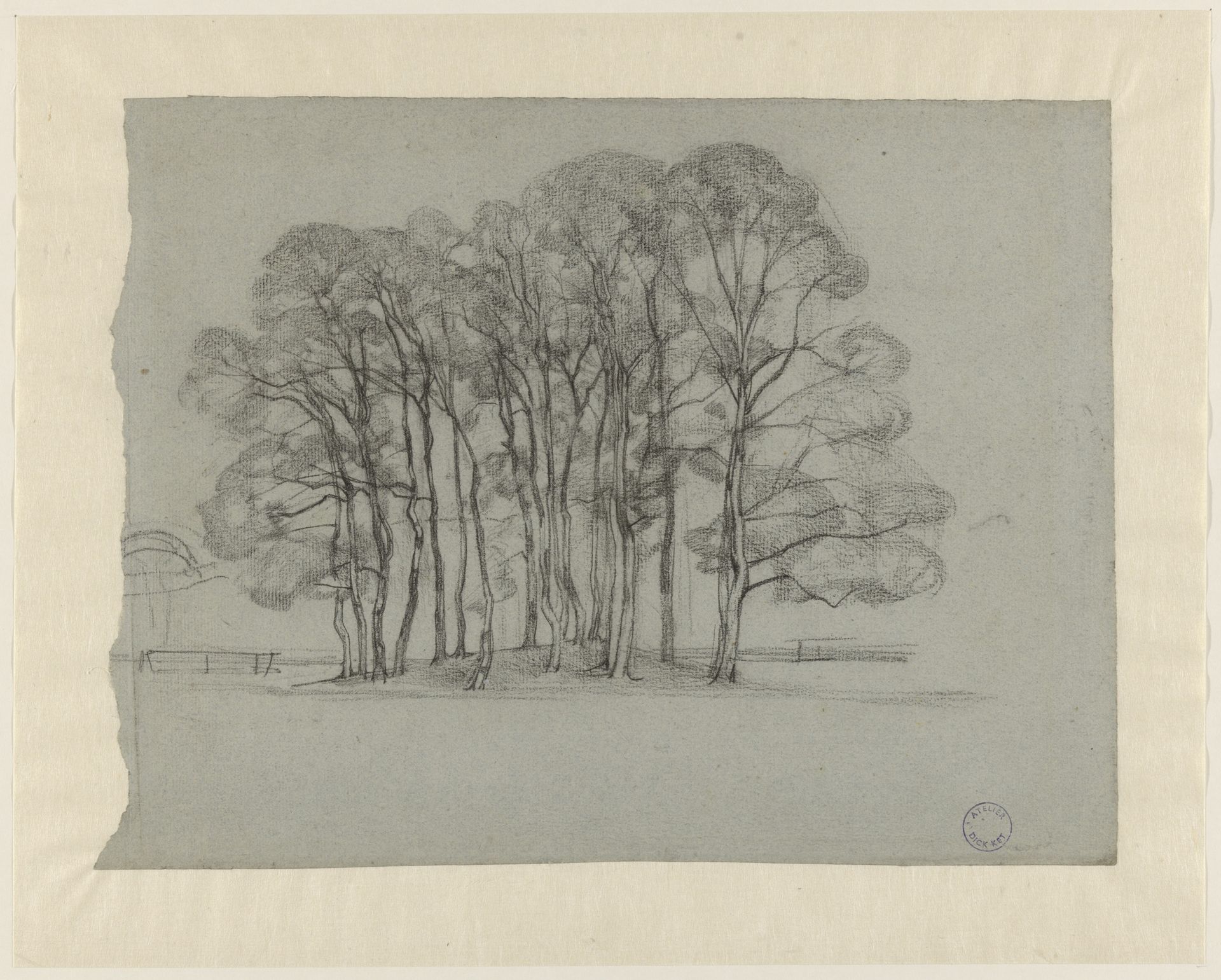 Groep bomen op een lage heuvel by Dick Ket