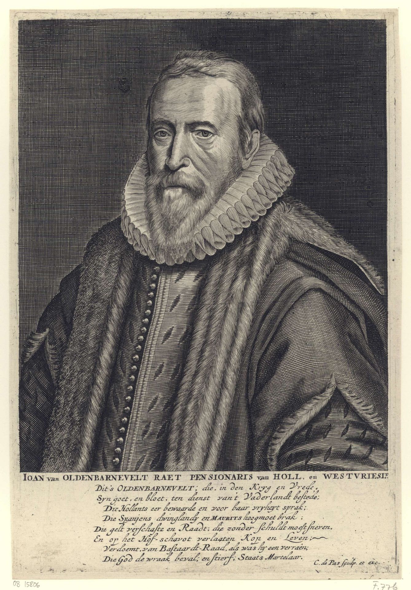 Portret van Johan van Oldenbarnevelt by Crispijn van de (II) Passe