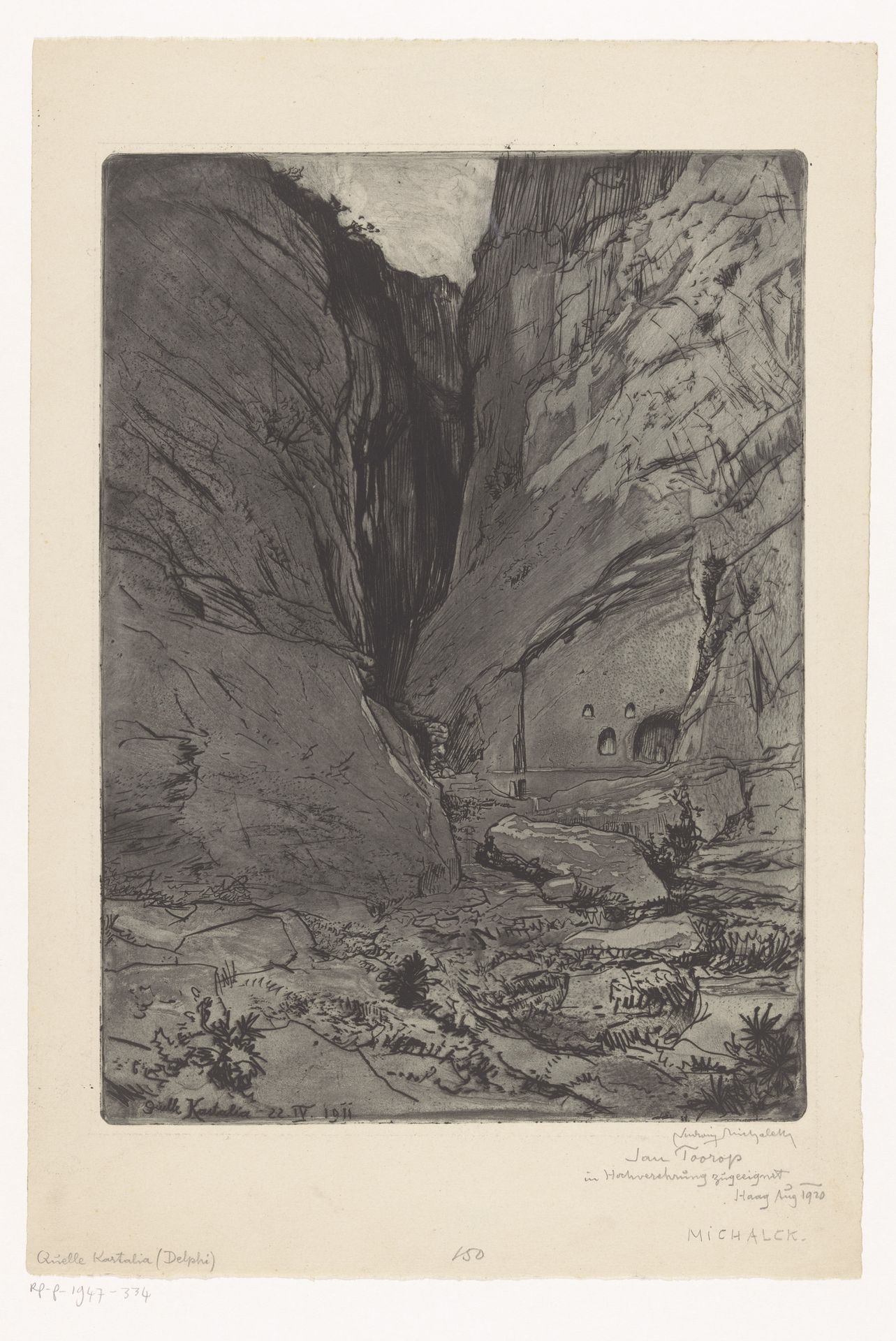 Kastalische bron bij Delphi by Ludwig Michalek