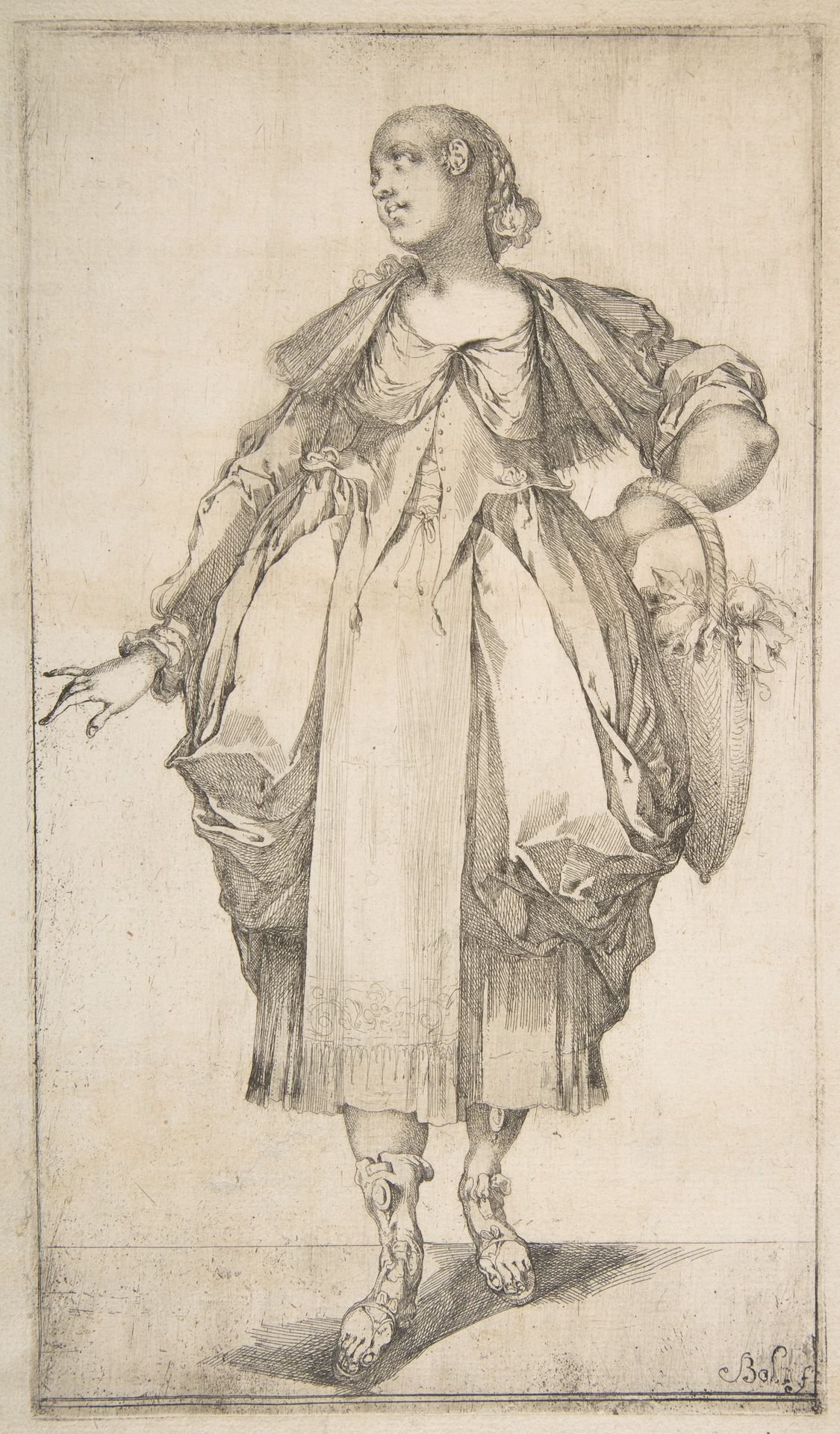 Gardener with a Basket on her Arm, from Hortulanae series by Jacques Bellange