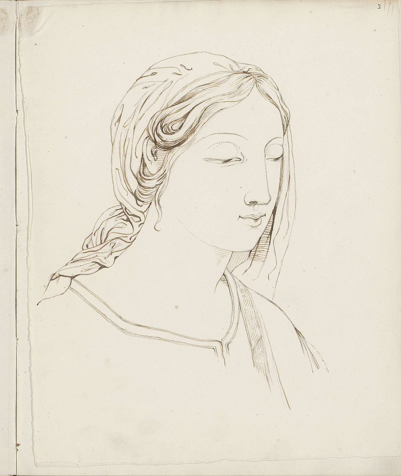 Vrouw met een doek in het haar, mogelijk Maria by jonkvrouw Elisabeth Kemper