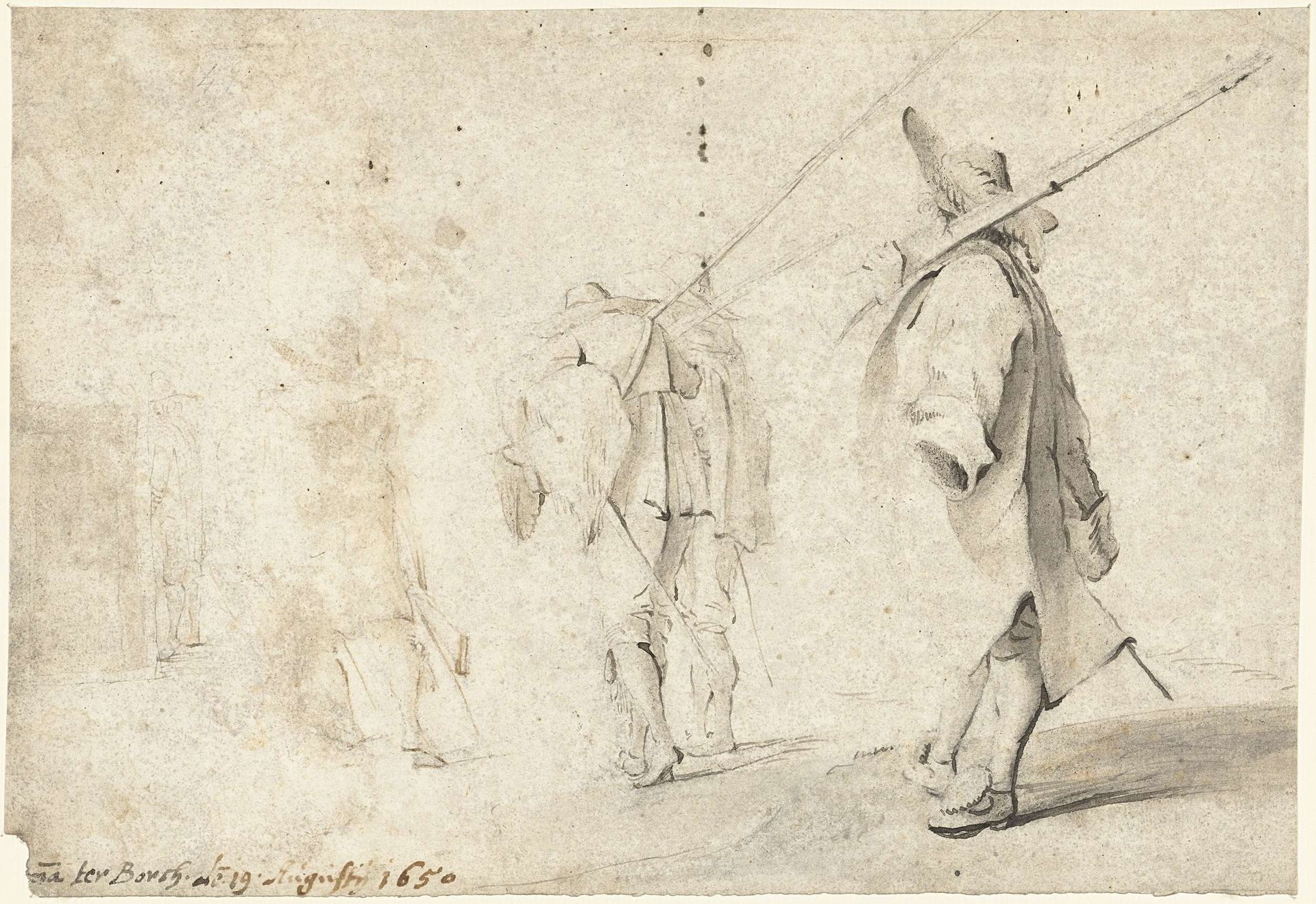 Rij lopende soldaten by Harmen ter Borch