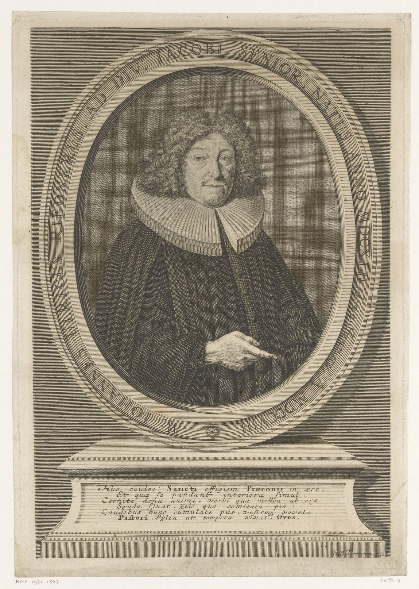 Portret van Johann Ulrich Riedner by Hieronymus Böllmann