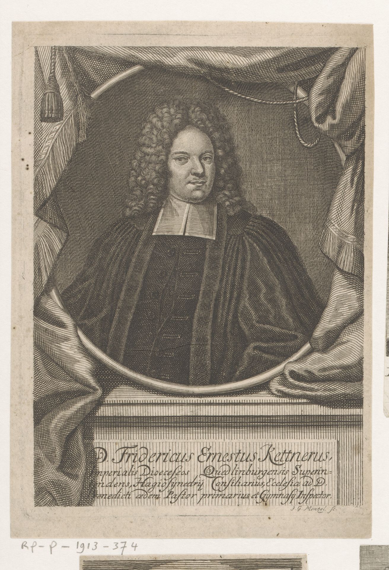 Portret van Fredericus Ernestus Kettner by Johann Georg Mentzel