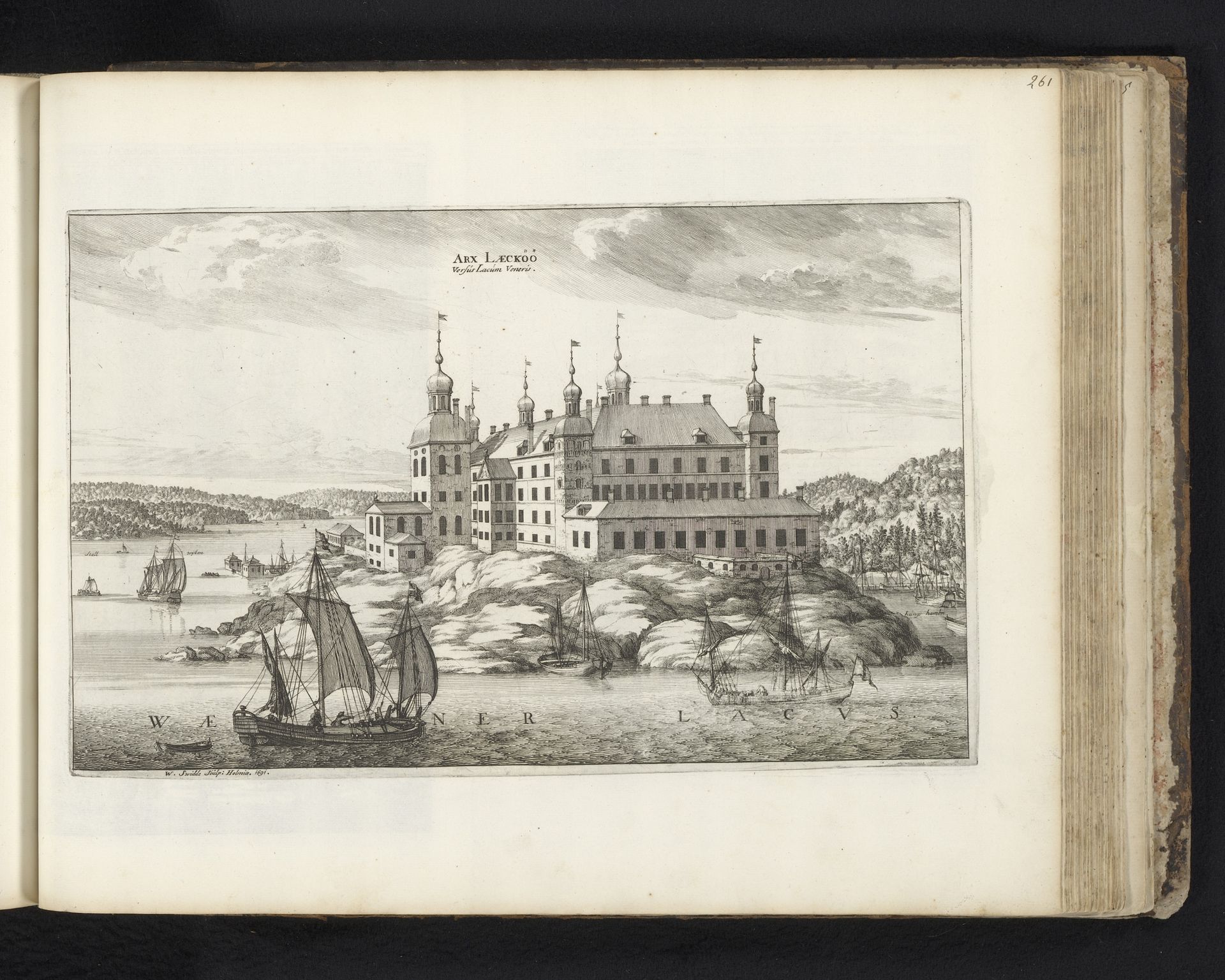 Gezicht op slot Läckö, vanuit het Vänermeer by Willem Swidde