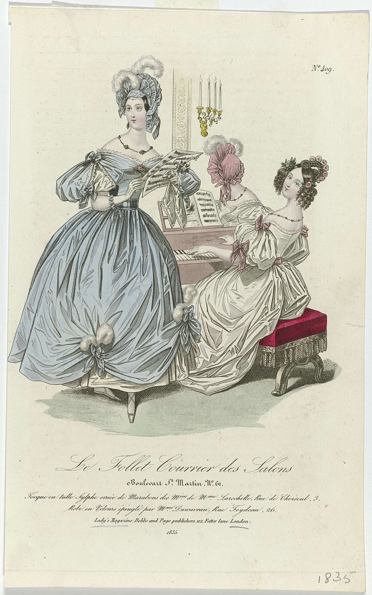 Le Follet Courrier des Salons, 1835, No. 409: Toque en tulle Sylph (...) by Anonymous