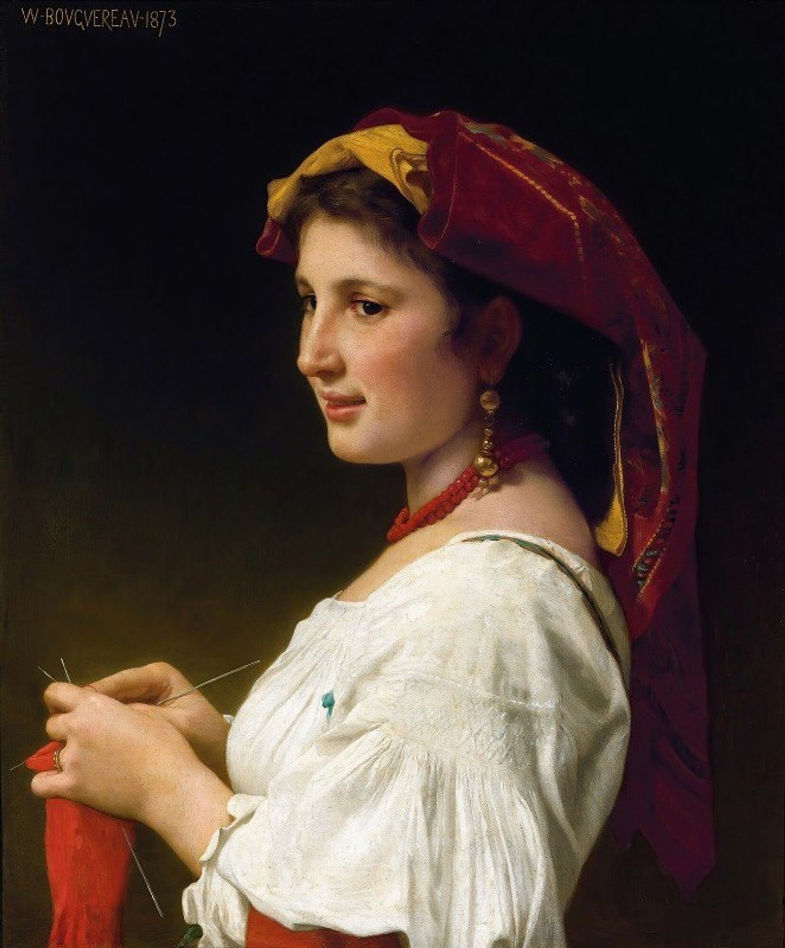 The Little Knitter by William Bouguereau