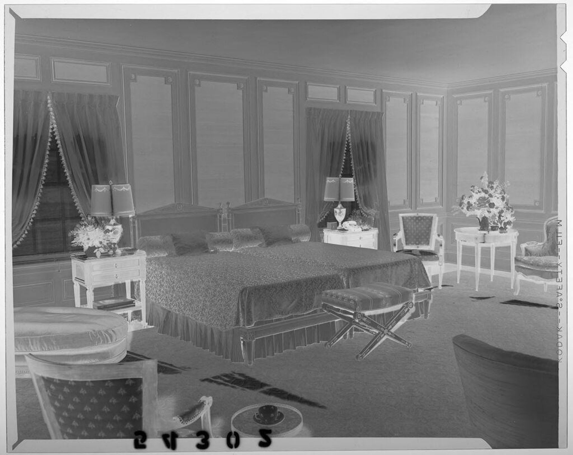 Untitled (interior of bedroom with twin beds side-by-side) by Martin Schweig