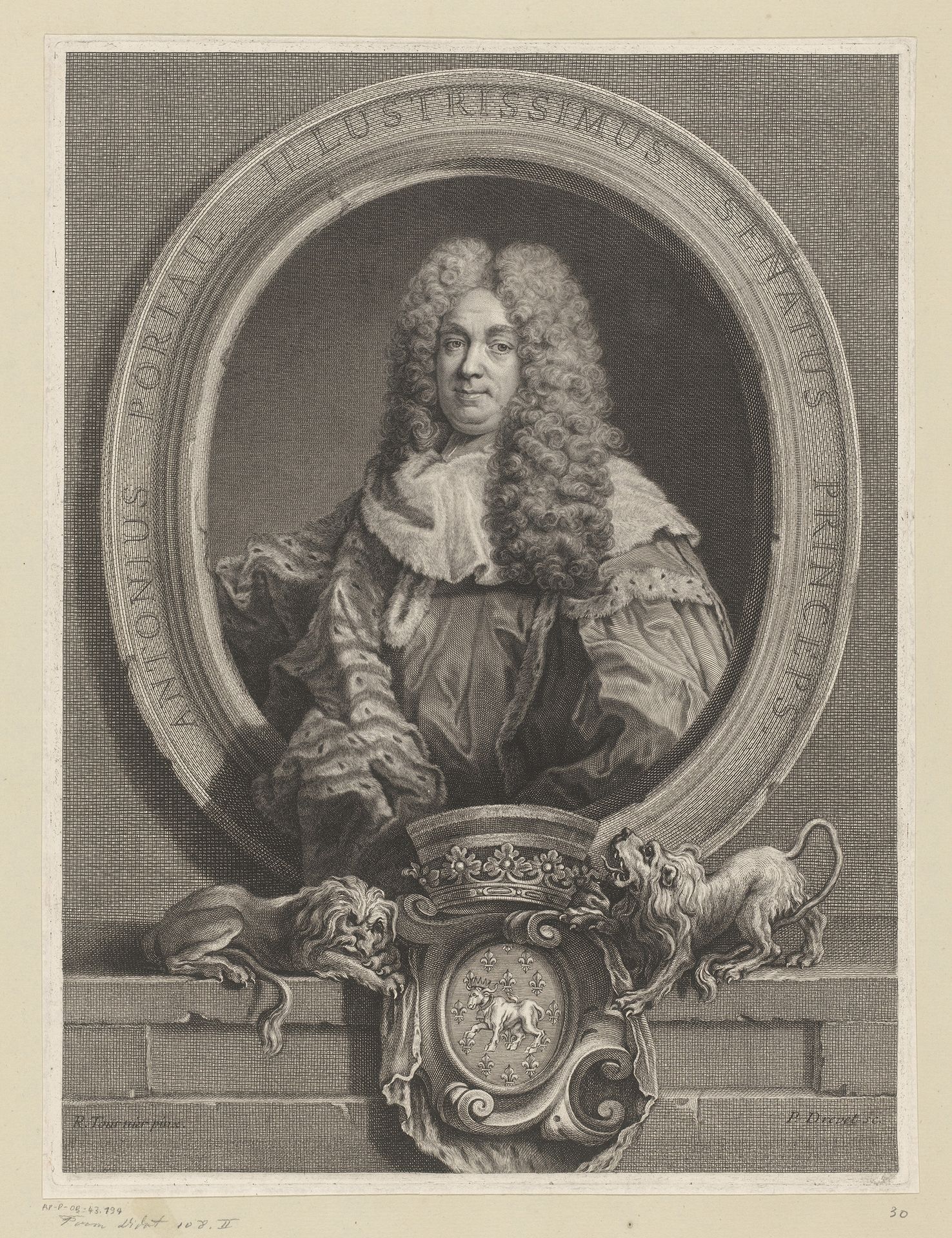 Portret van Antoine Portail by Pierre Drevet