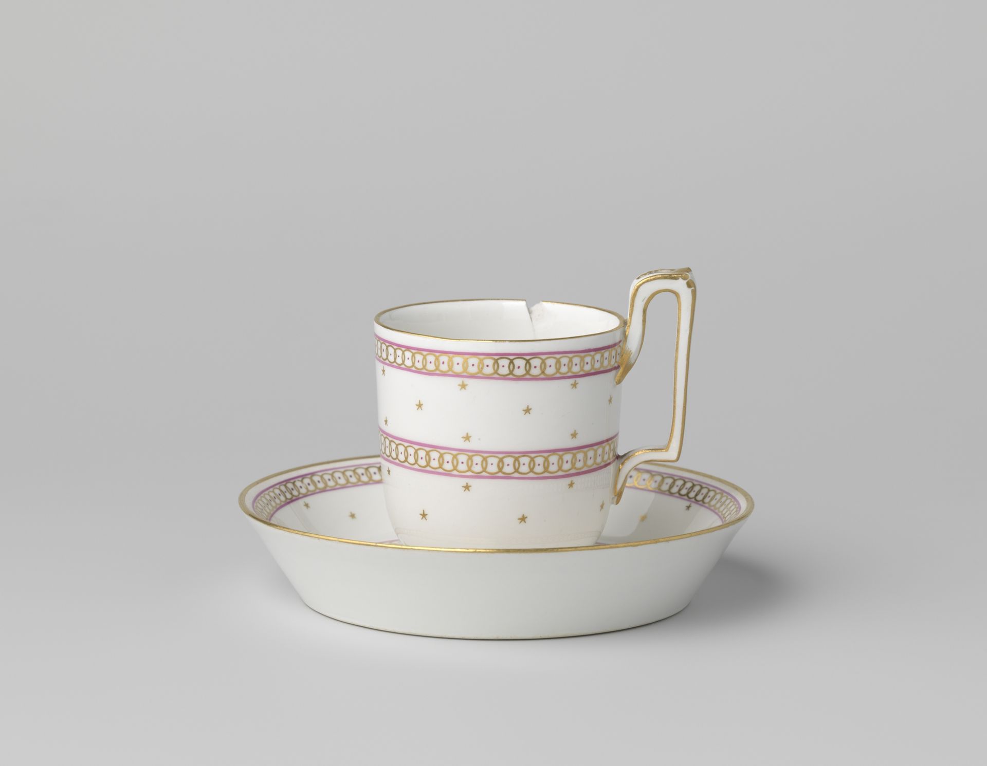 Cup and saucer with stars and ornamental borders by Kaiserliche Porzellanmanufaktur