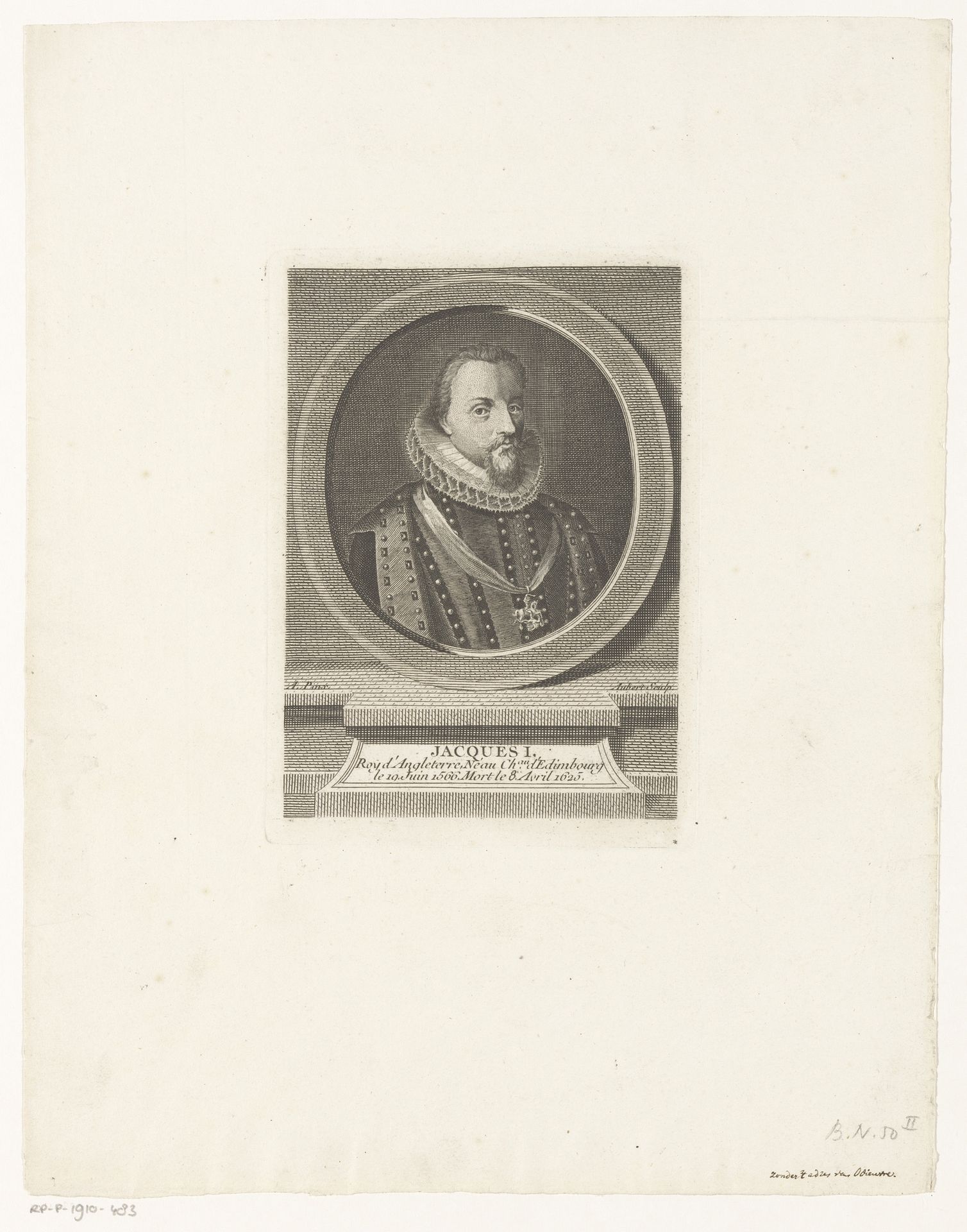 Portret van Jacobus I by Michel Aubert