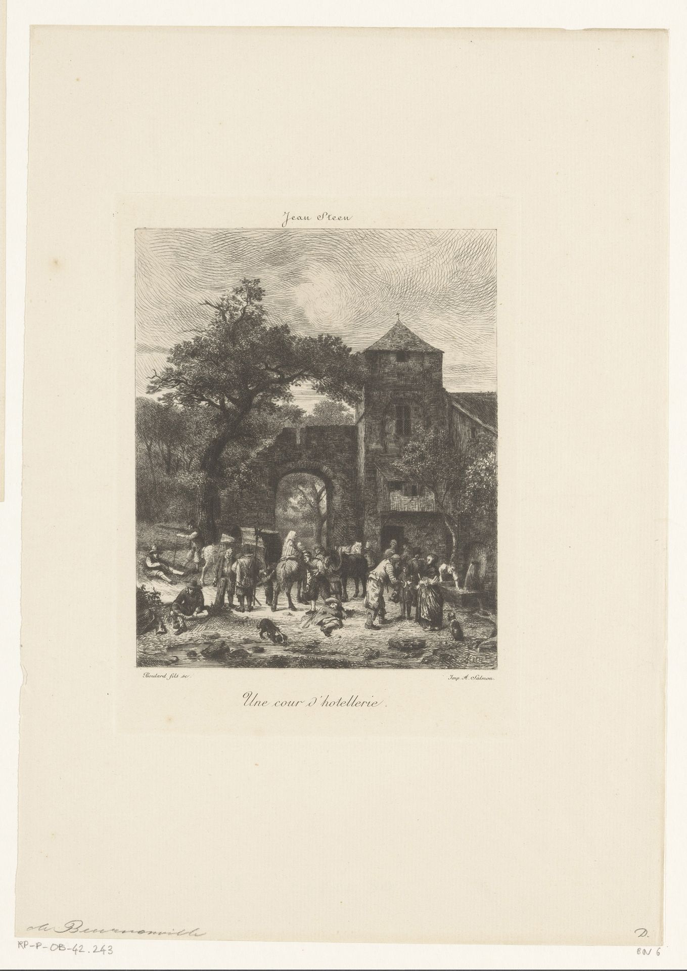 Binnenplaats van een herberg by Auguste Boulard