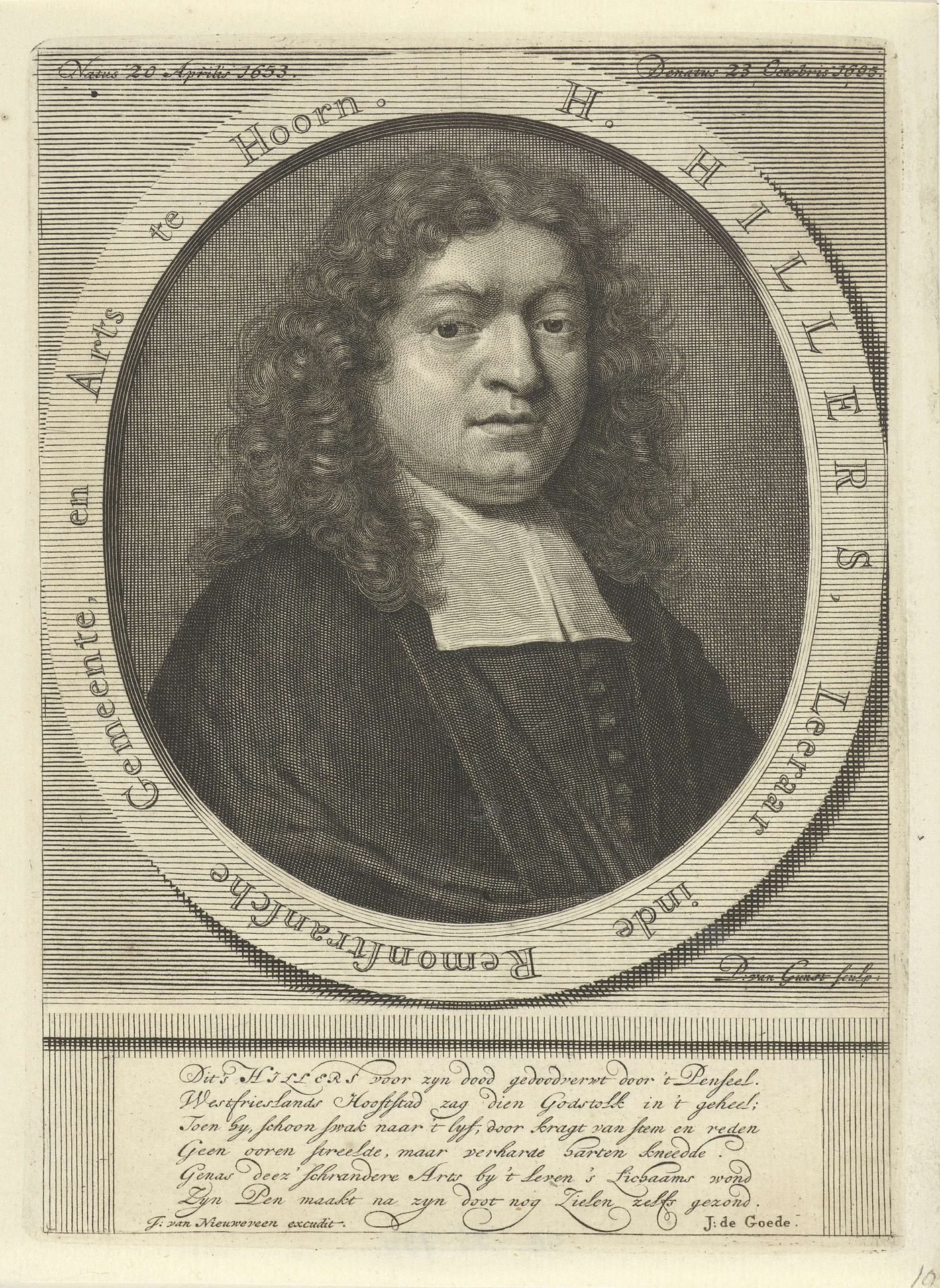 Portret van Hermanus Hillers by Pieter van Gunst