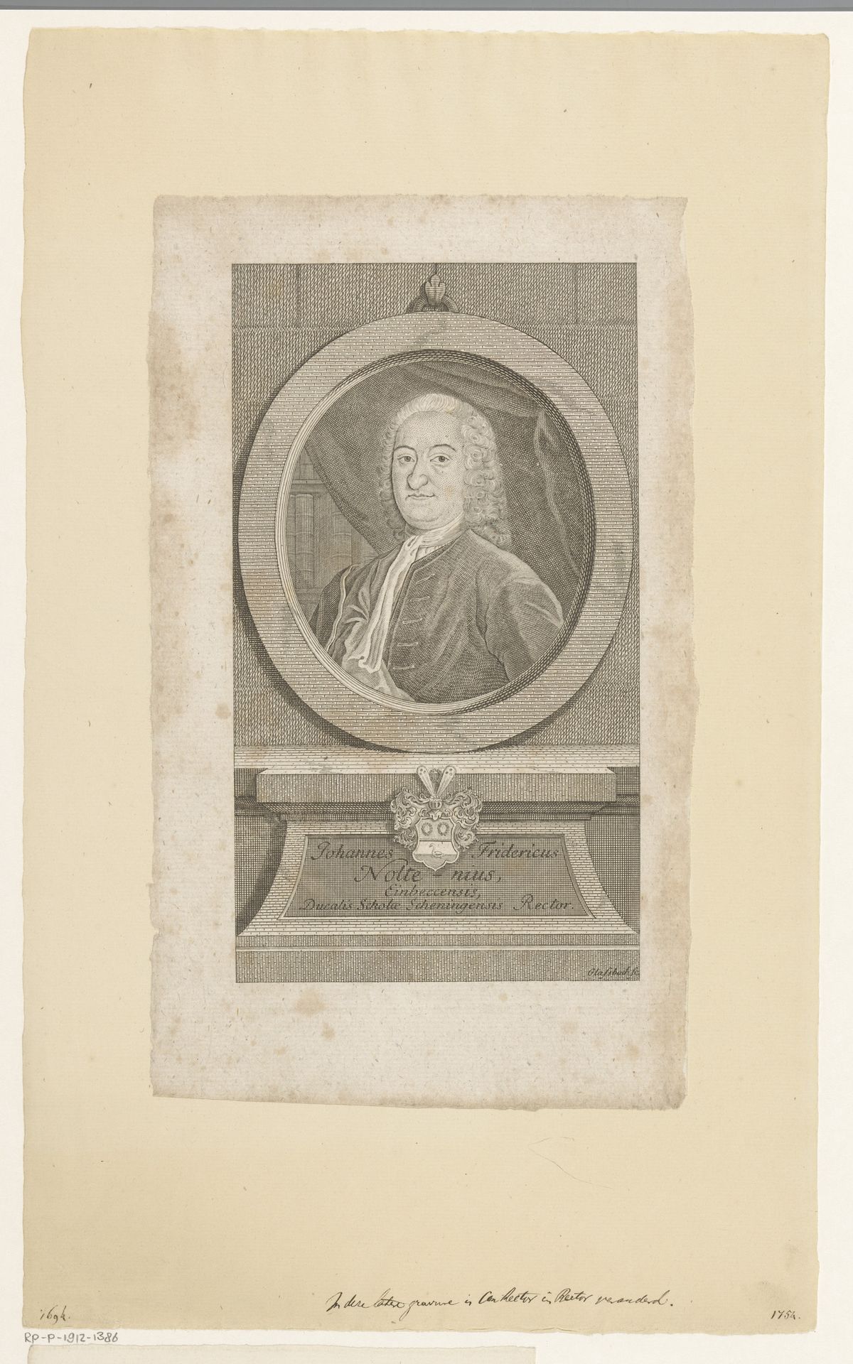 Portret van Johann Friedrich Nolte by Carl Christian Glassbach