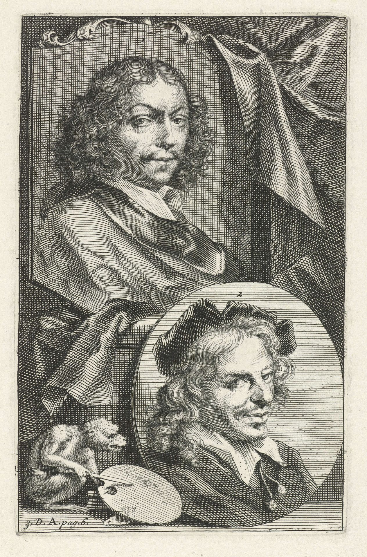 Portretten van Frans van Mieris en Jan Havicksz. Steen by Jacob Houbraken