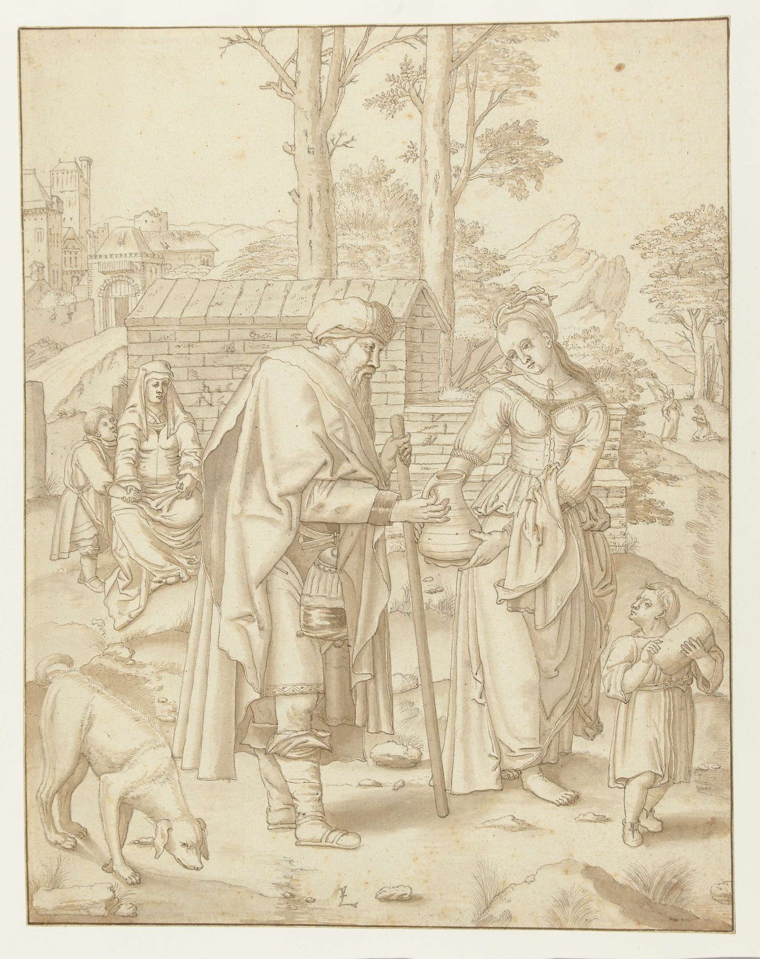 Abraham verstoot Hagar en Ismaël by Hendrick Hondius I
