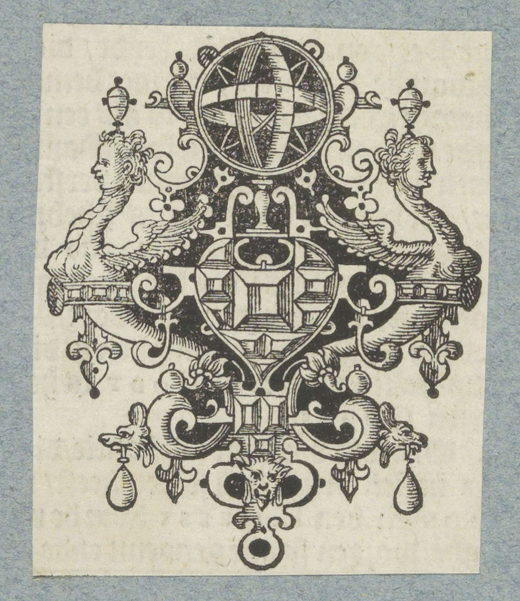 Ornament met edelstenen en hemelglobe by Christoffel van (II) Sichem