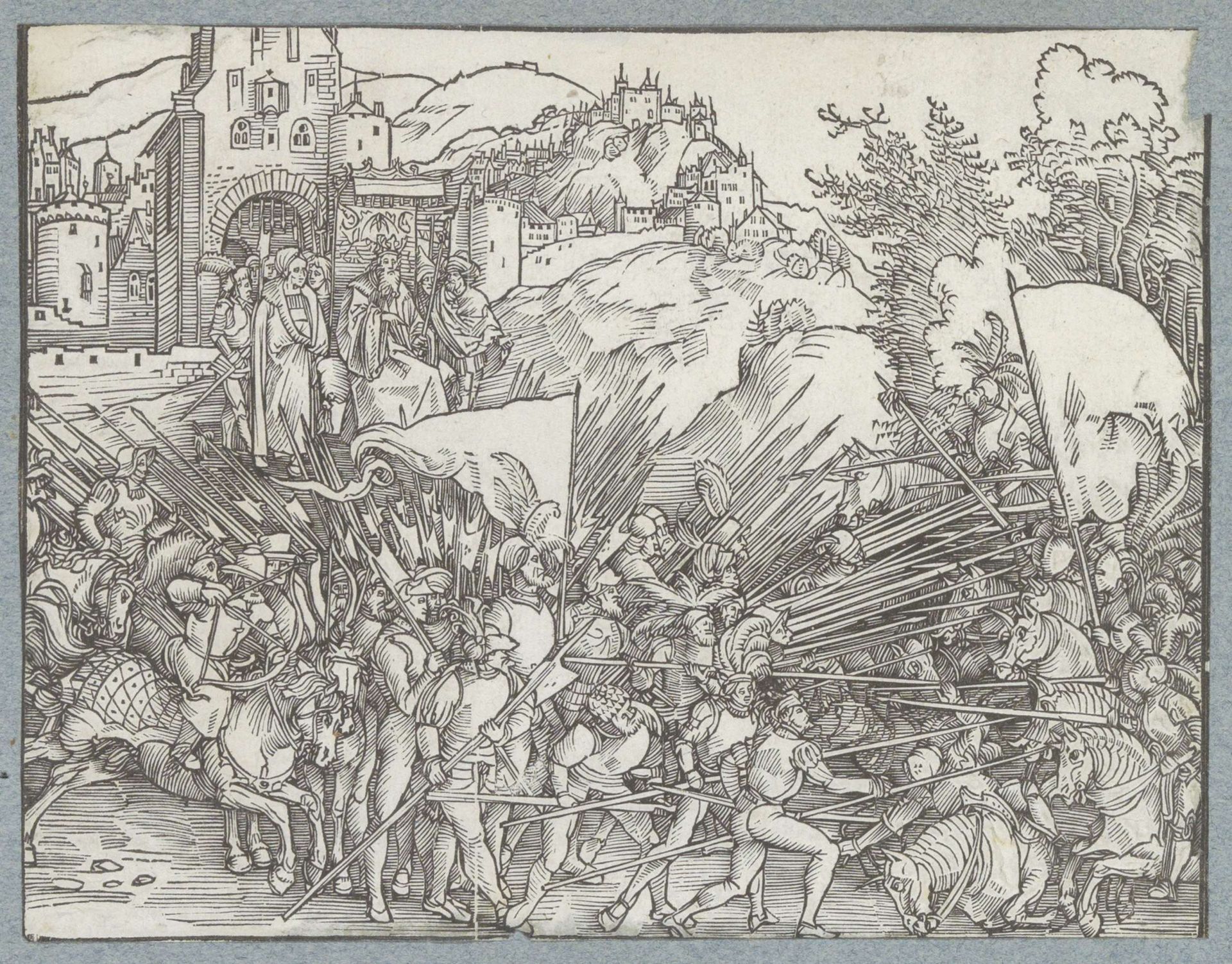 Gevecht voor een stad by Christoffel van Sichem I