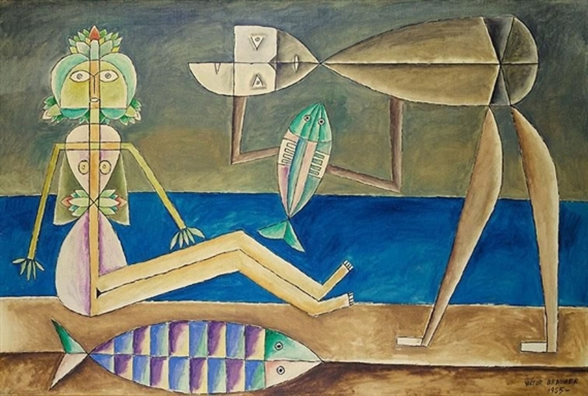 Personnages sur la plage by Victor Brauner