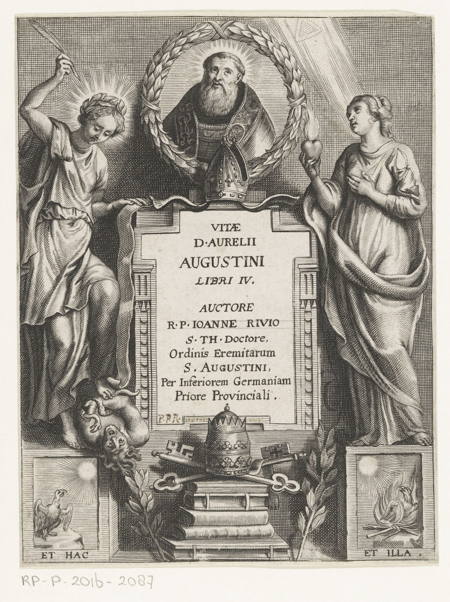 Portret van Augustinus geflankeerd door allegorische figuren by Anonymous