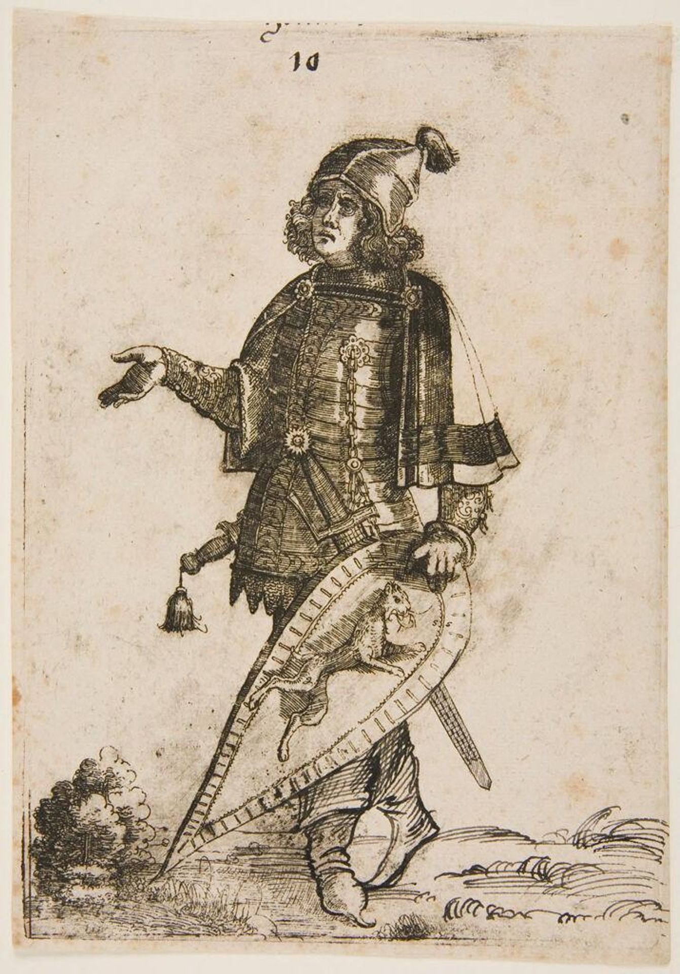 Standing Man with Armorial Bearings by Hans Burgkmair