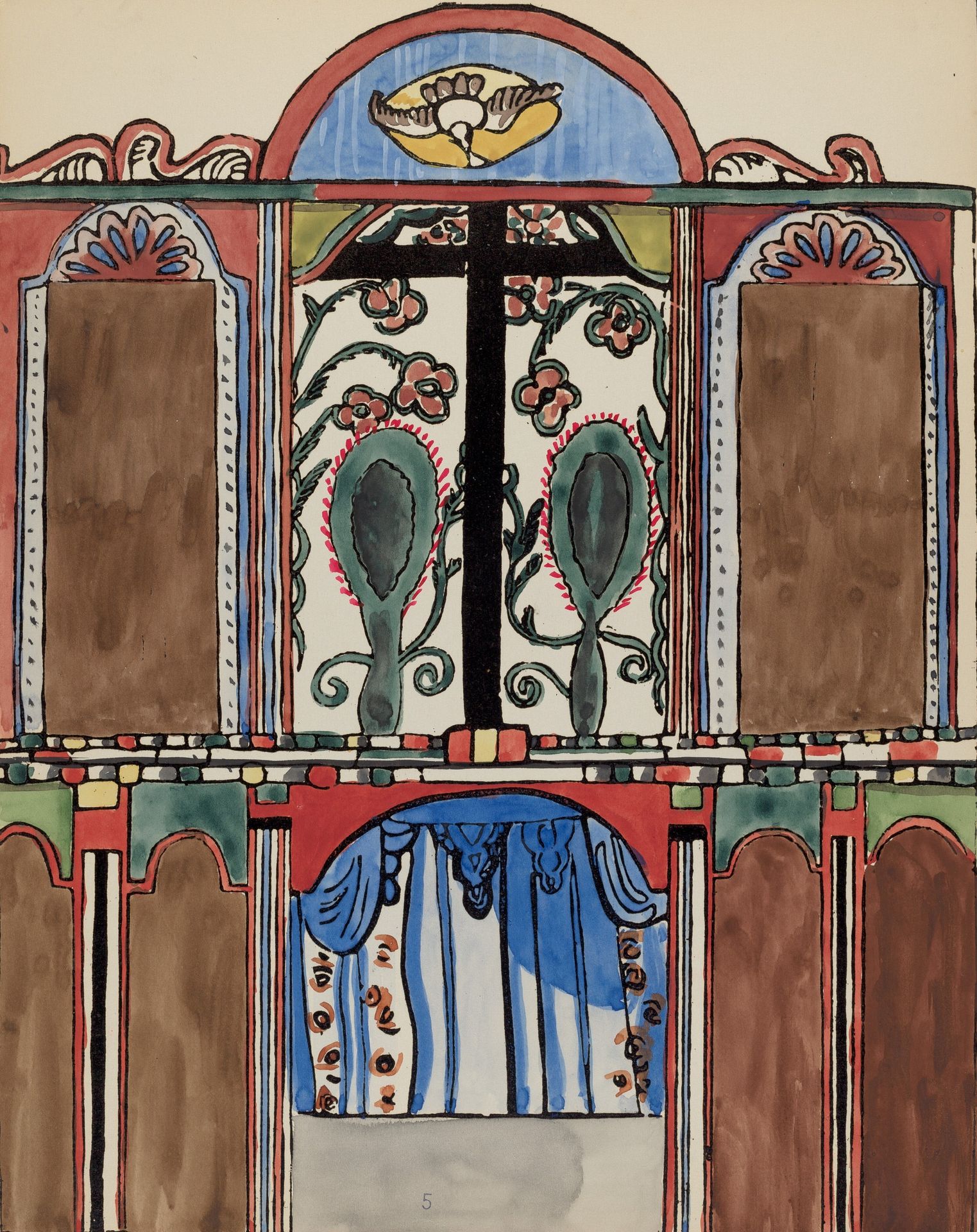 Plate 5: Main Altarpiece, Santa Cruz: From Portfolio "Spanish Colonial Designs of New Mexico" by Anonymous
