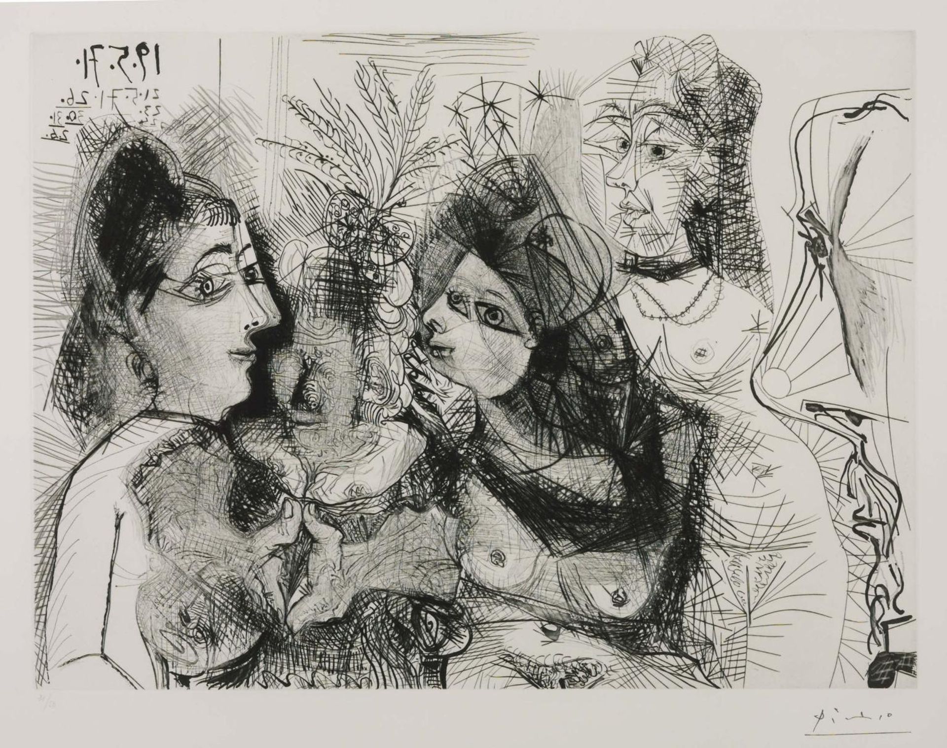 Etching: 19, 21, 23, 24, 26, 30, 31 May 1971, 2 June 1971 (L.130) by Pablo Picasso