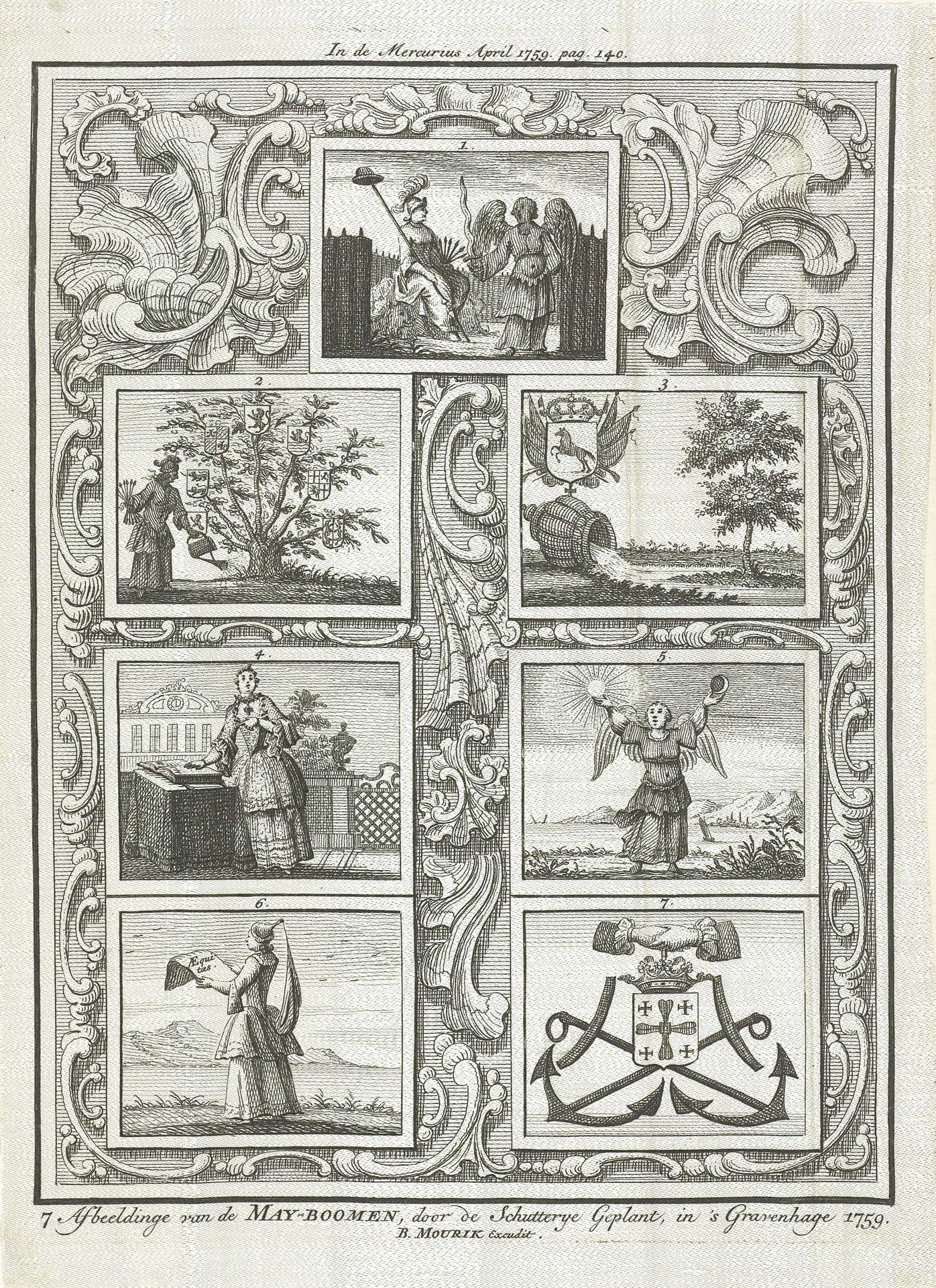 Meiboom geplant door de Haagse Schutterij, 1759 by Caspar Jacobsz. Philips