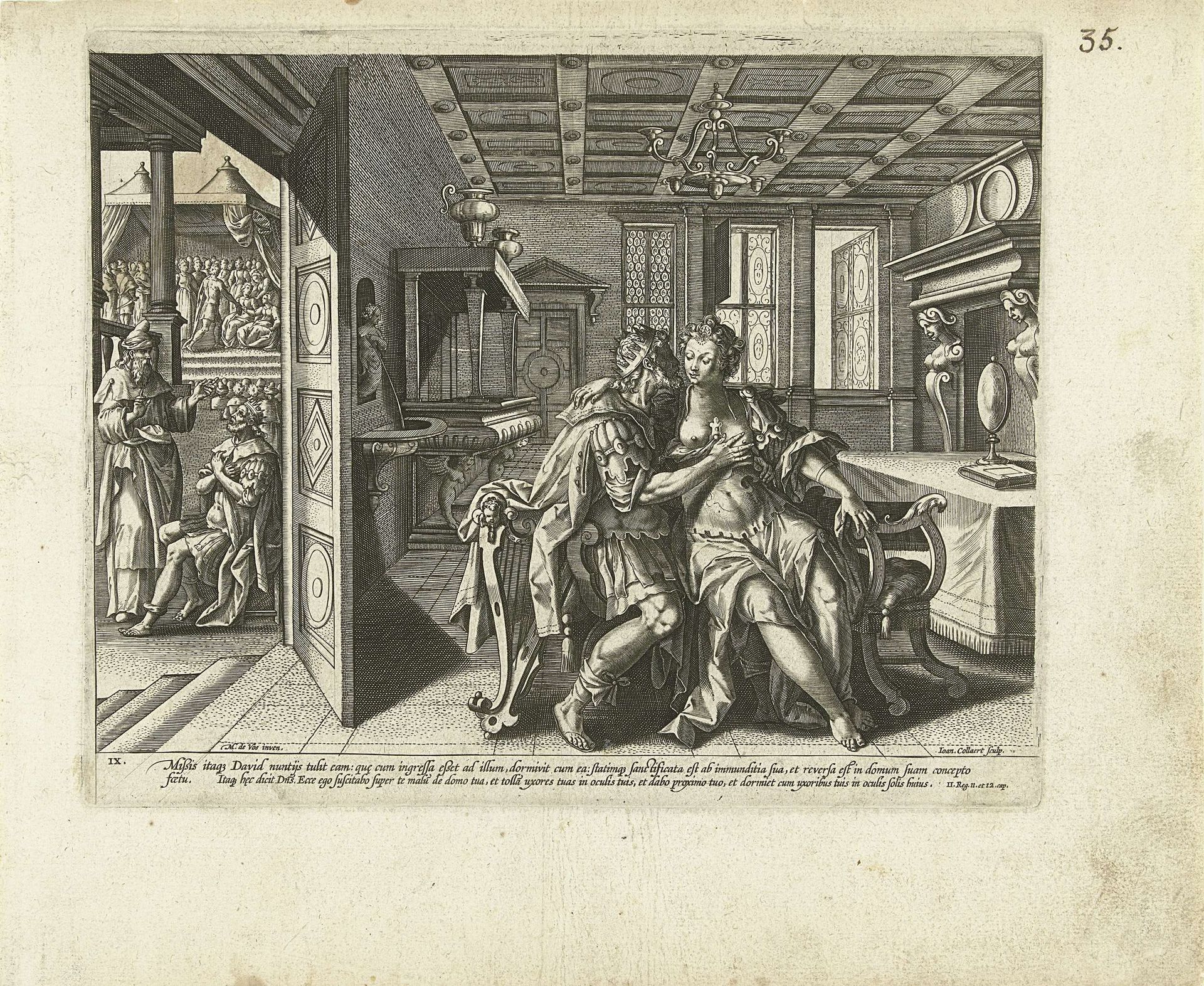 David en Batseba: het negende Gebod by Jan (II) Collaert